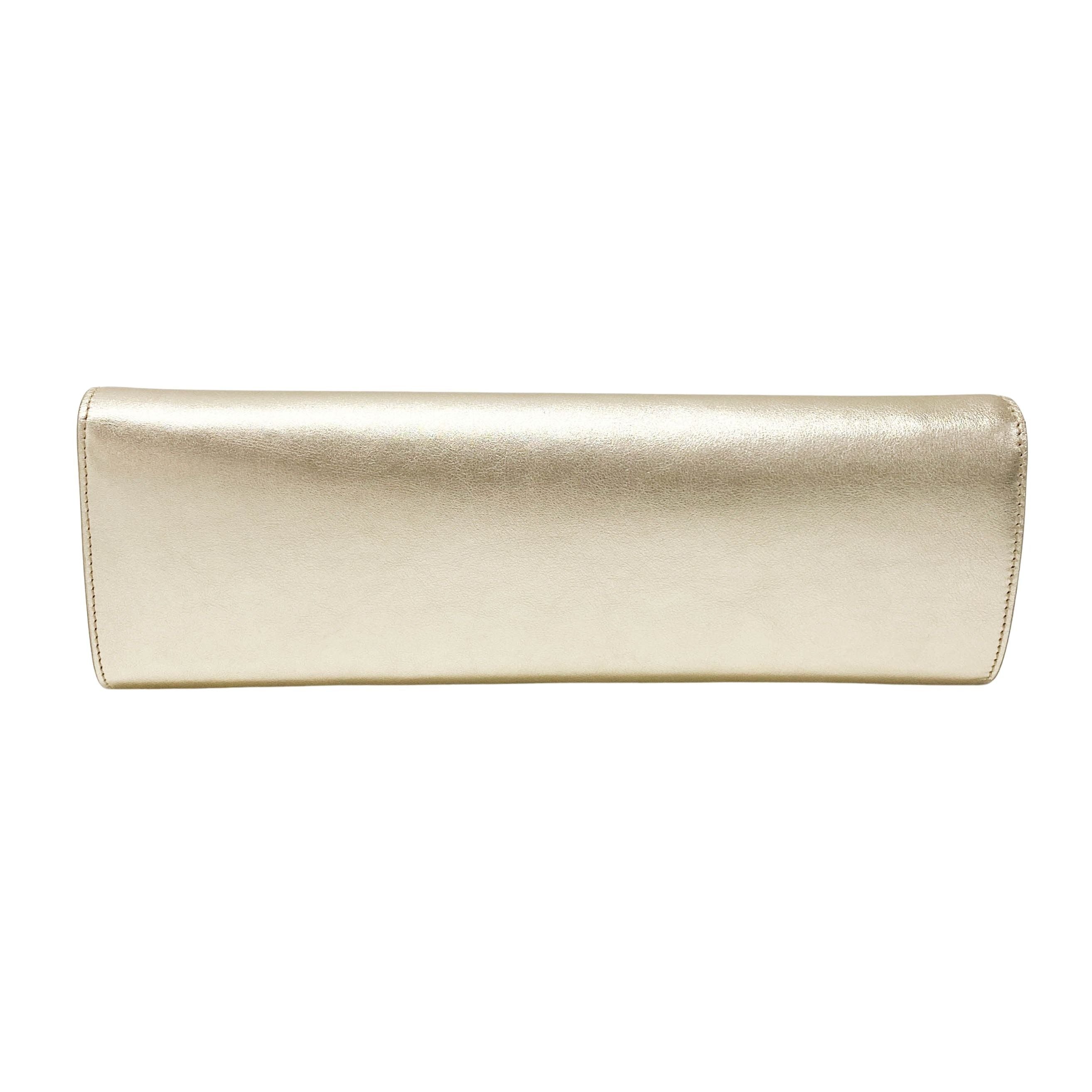 Gold Leather Clutch Bag