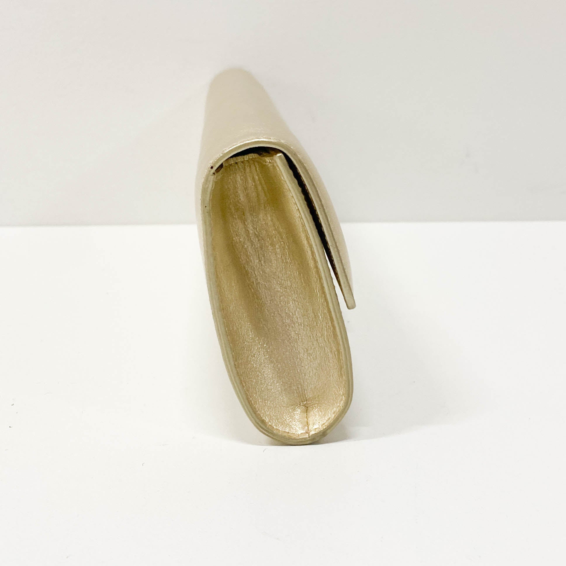 Gold Leather Clutch Bag