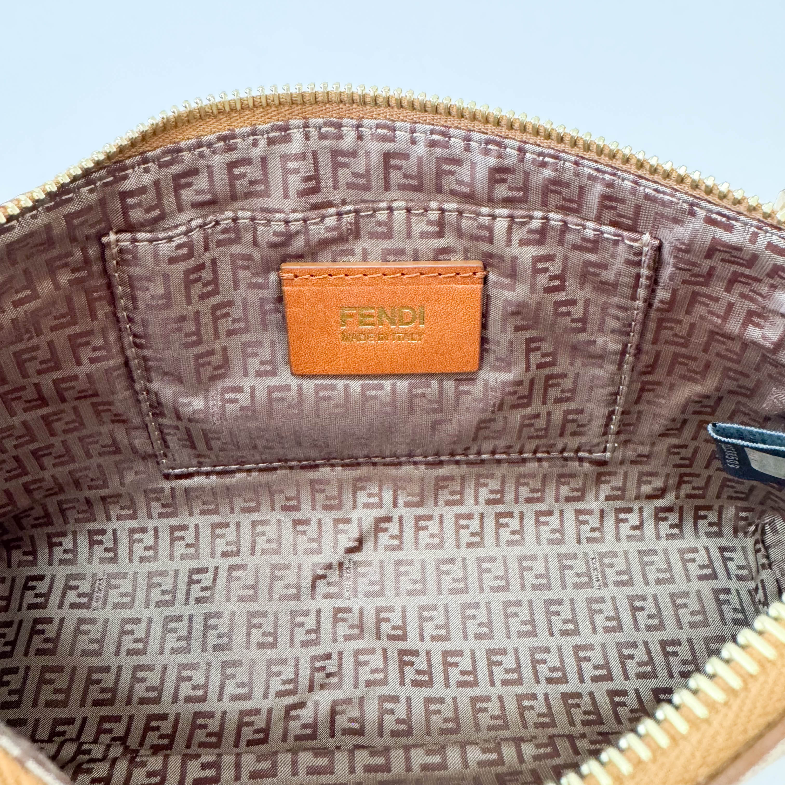 Zucca Gold Coated Canvas Pouch Bag