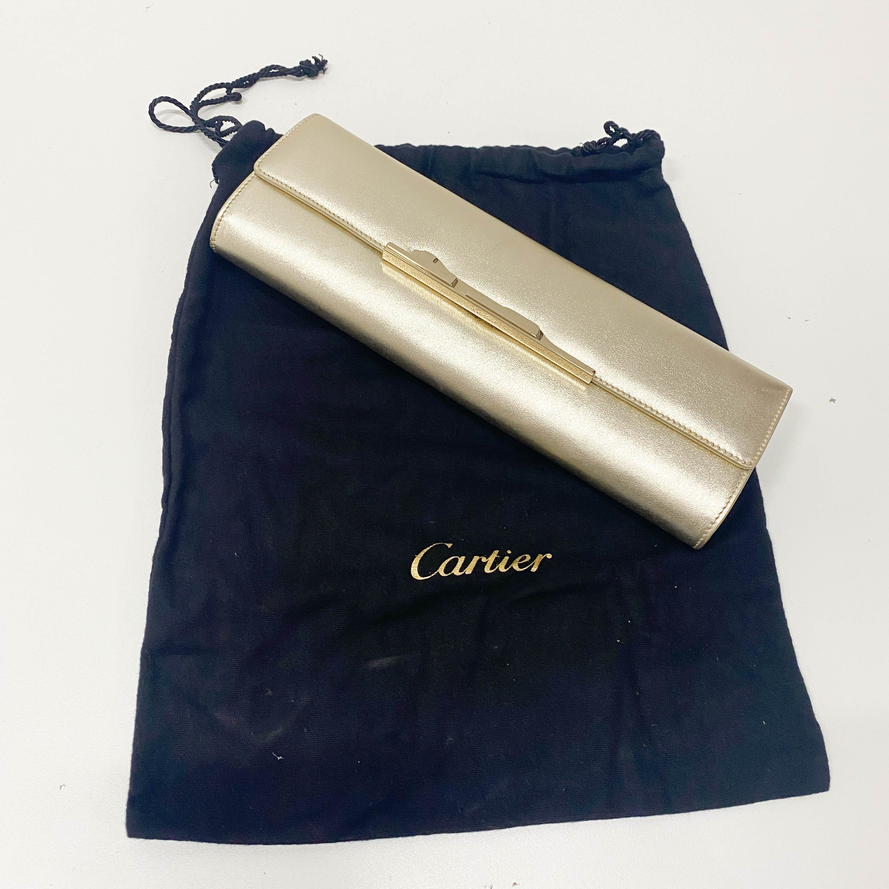 Gold Leather Clutch Bag