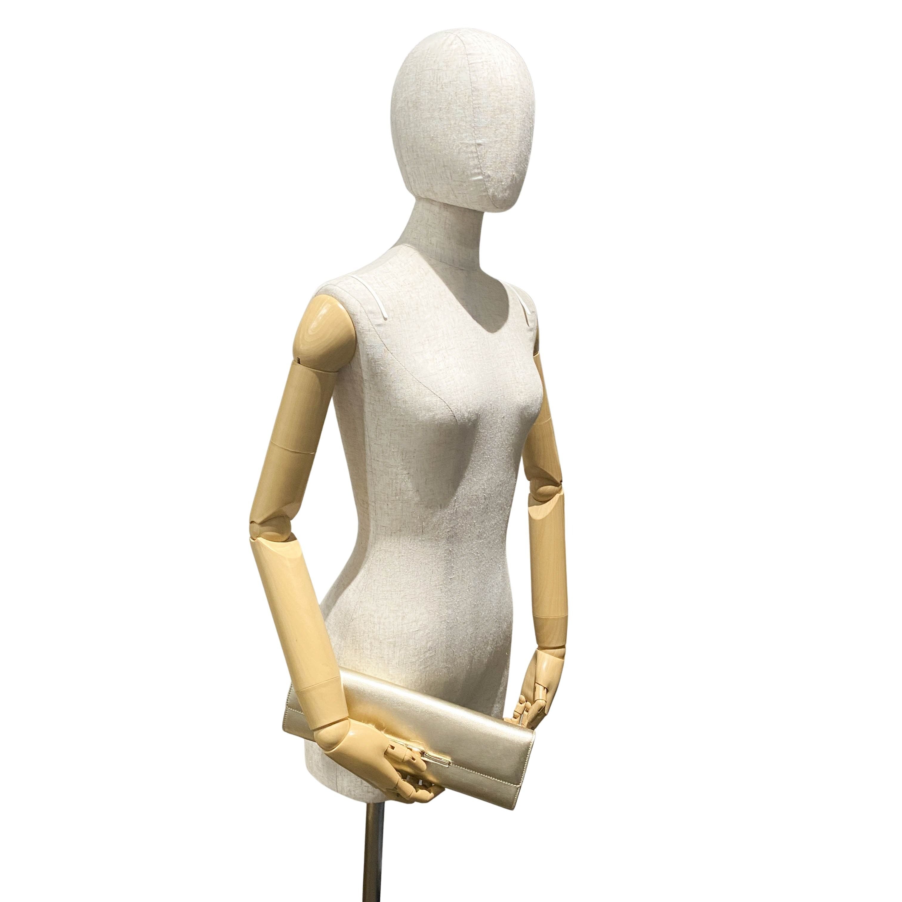 Gold Leather Clutch Bag