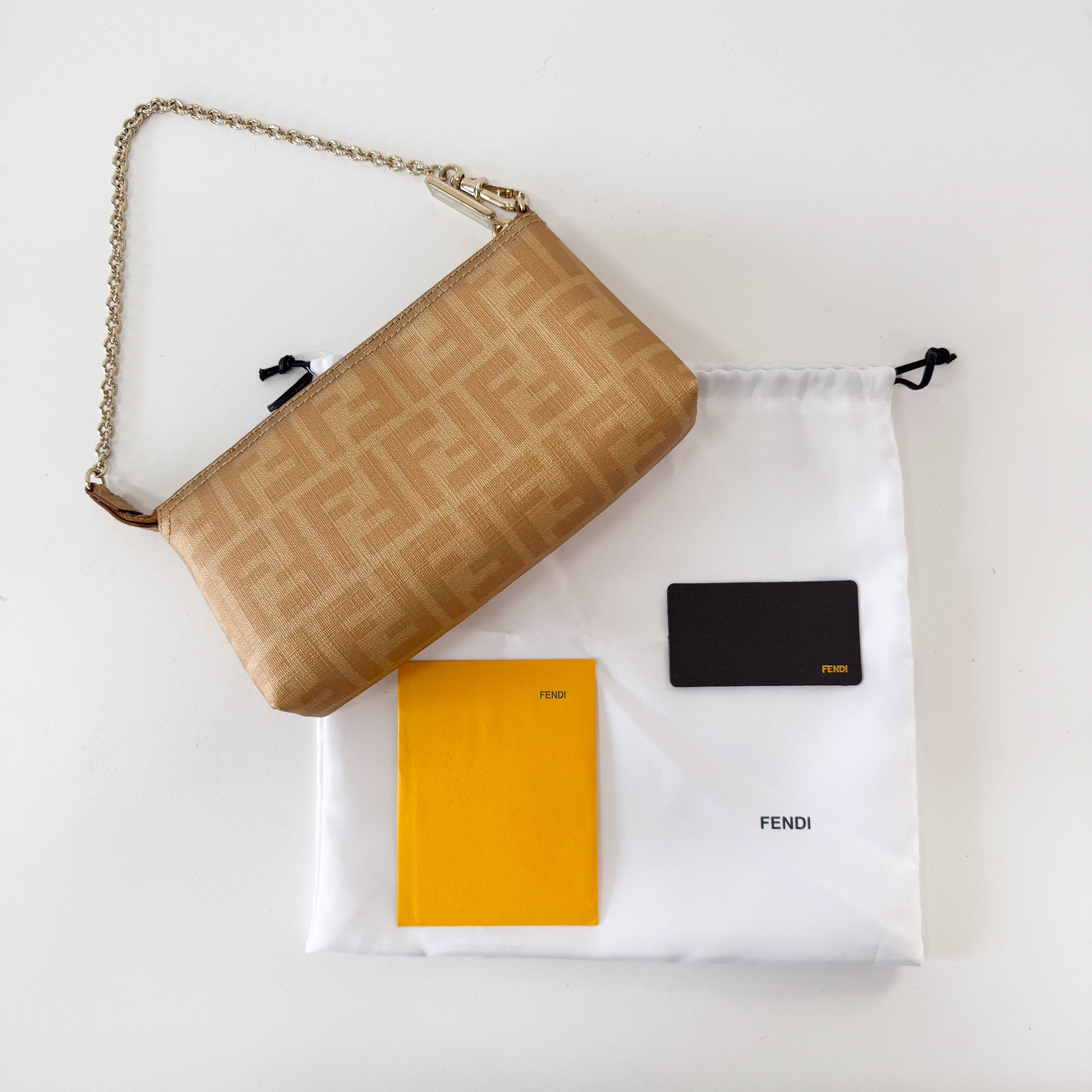 Zucca Gold Coated Canvas Pouch Bag