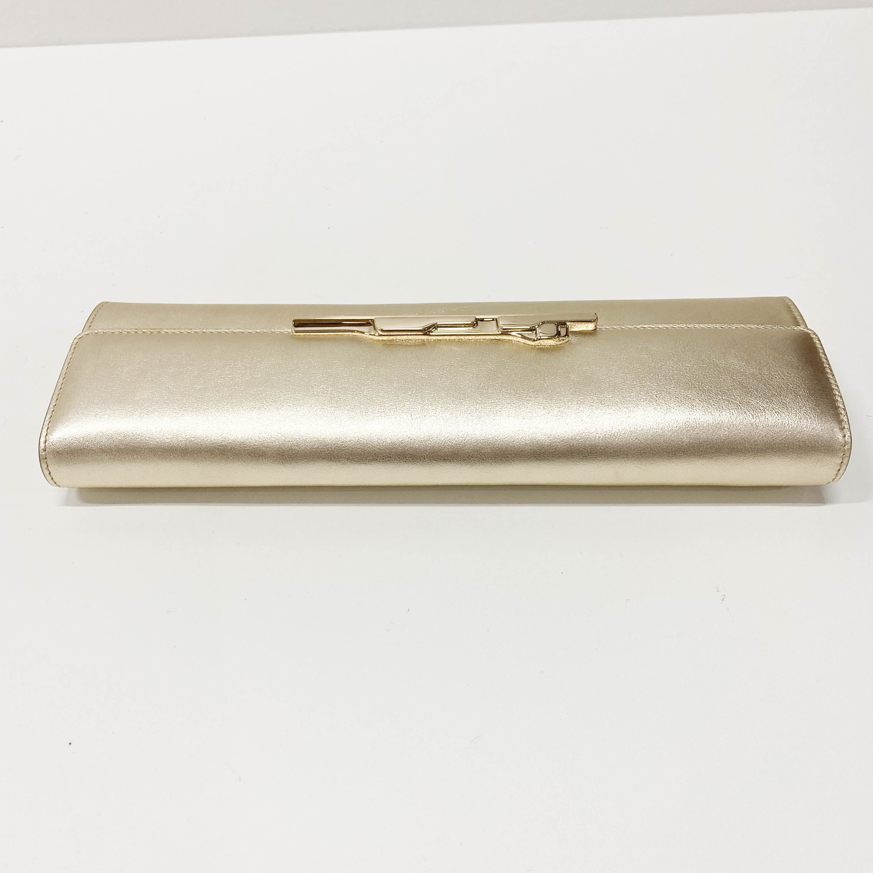 Gold Leather Clutch Bag