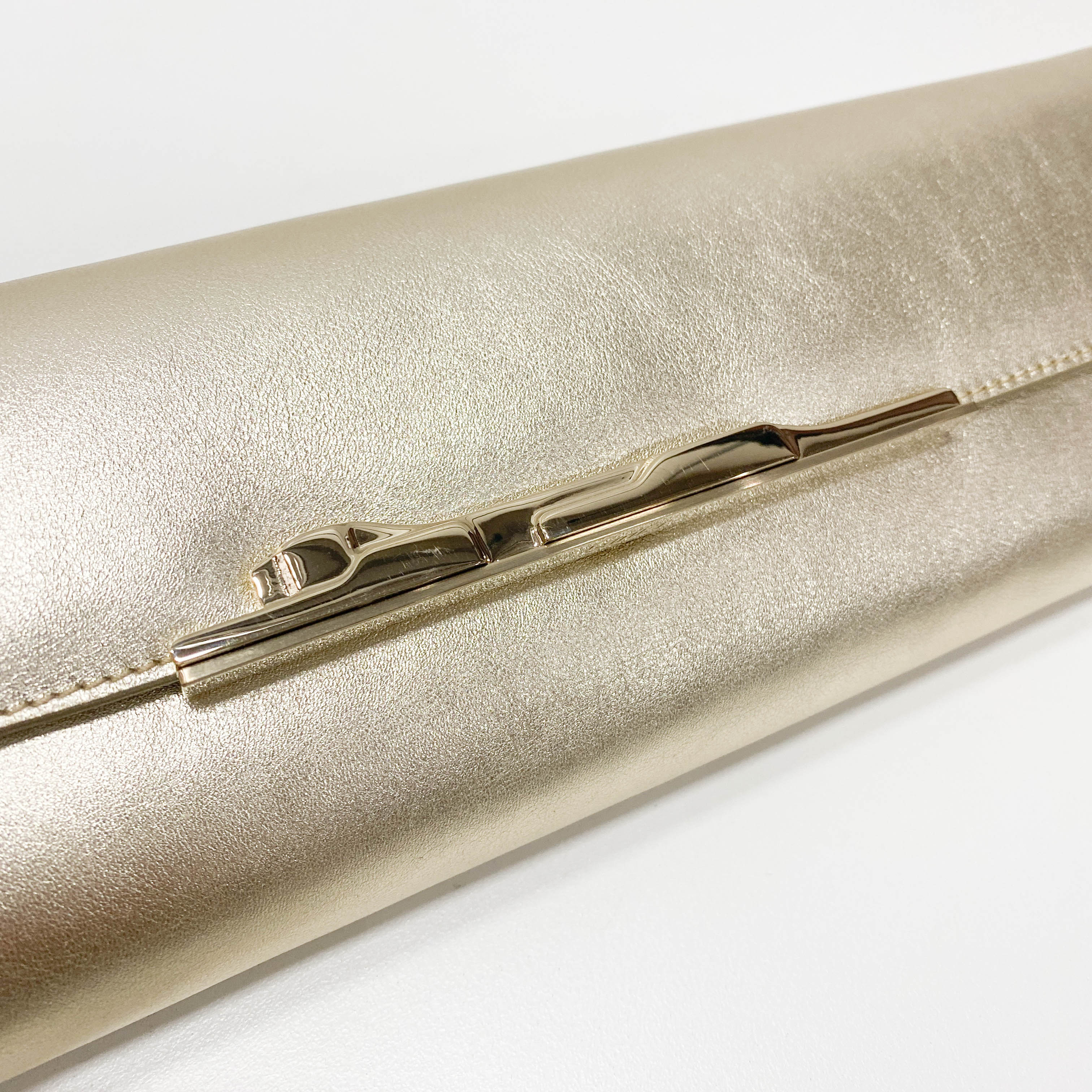 Gold Leather Clutch Bag