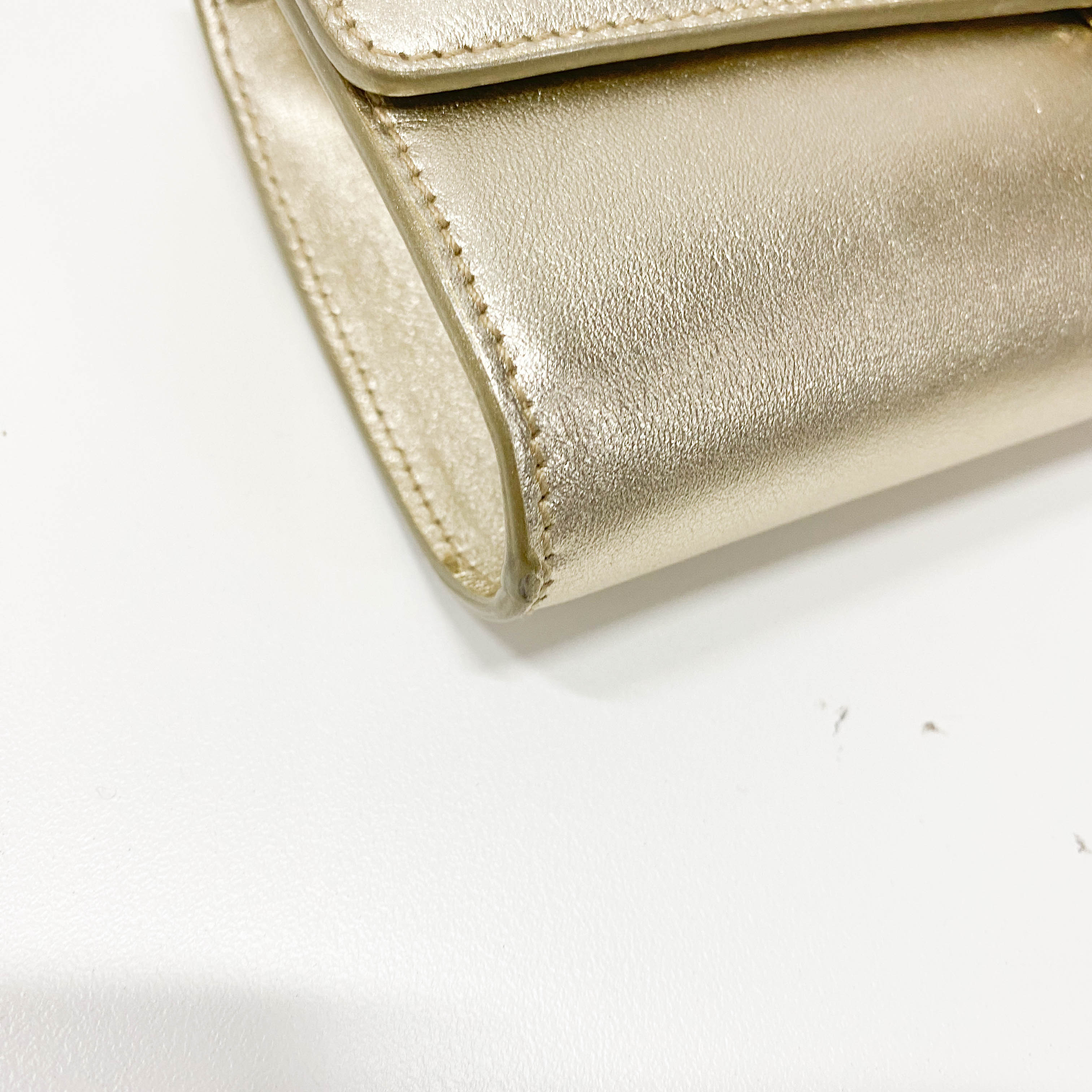 Gold Leather Clutch Bag