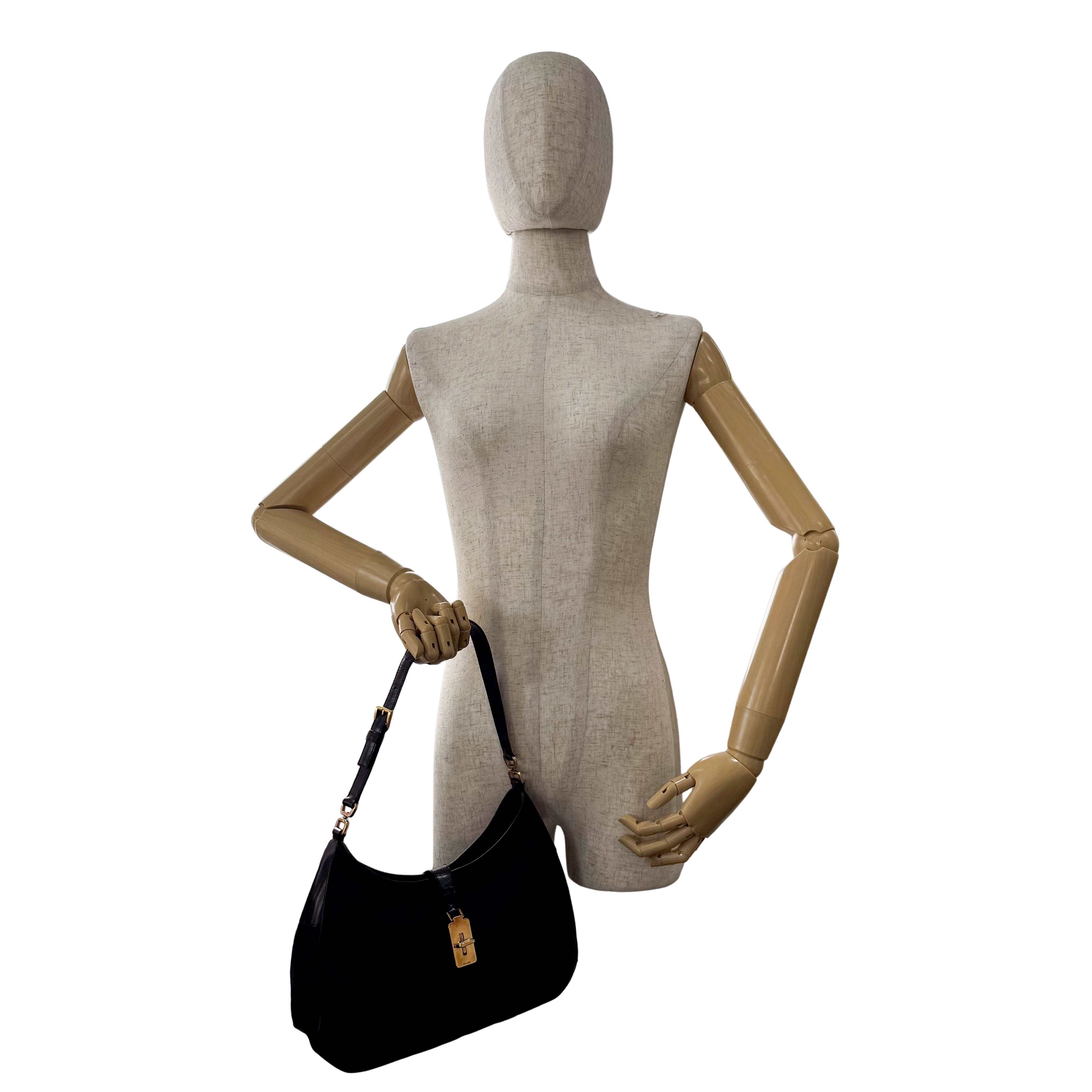 Tessuto Gold Black Nylon Hobo Shoulder Bag