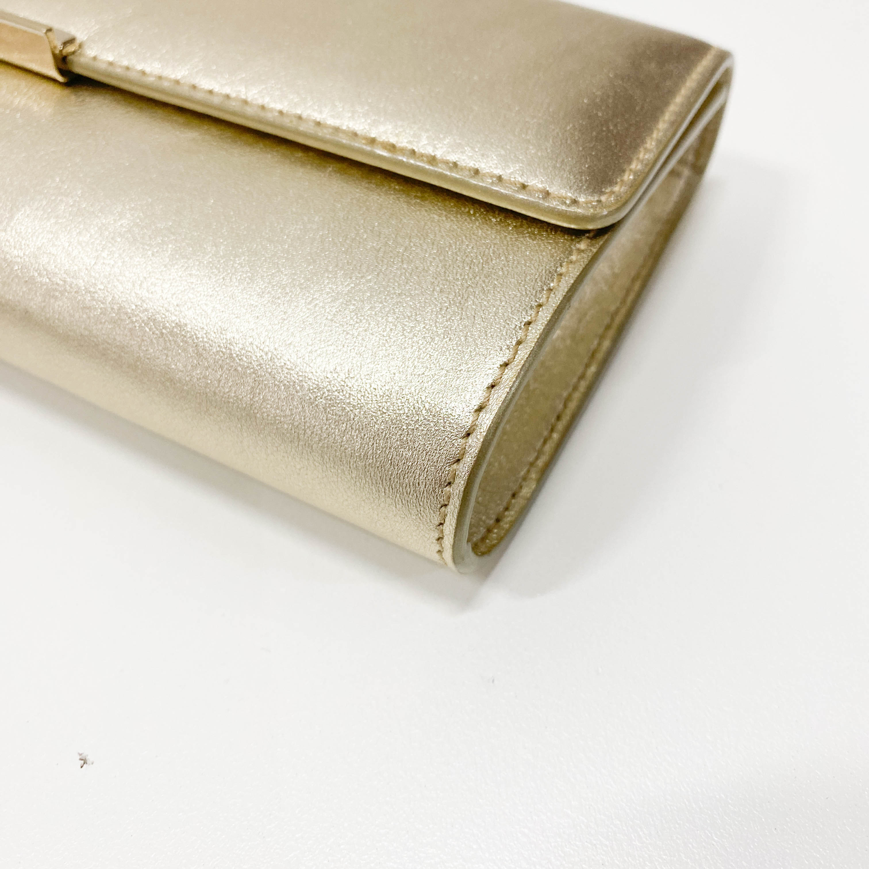 Gold Leather Clutch Bag