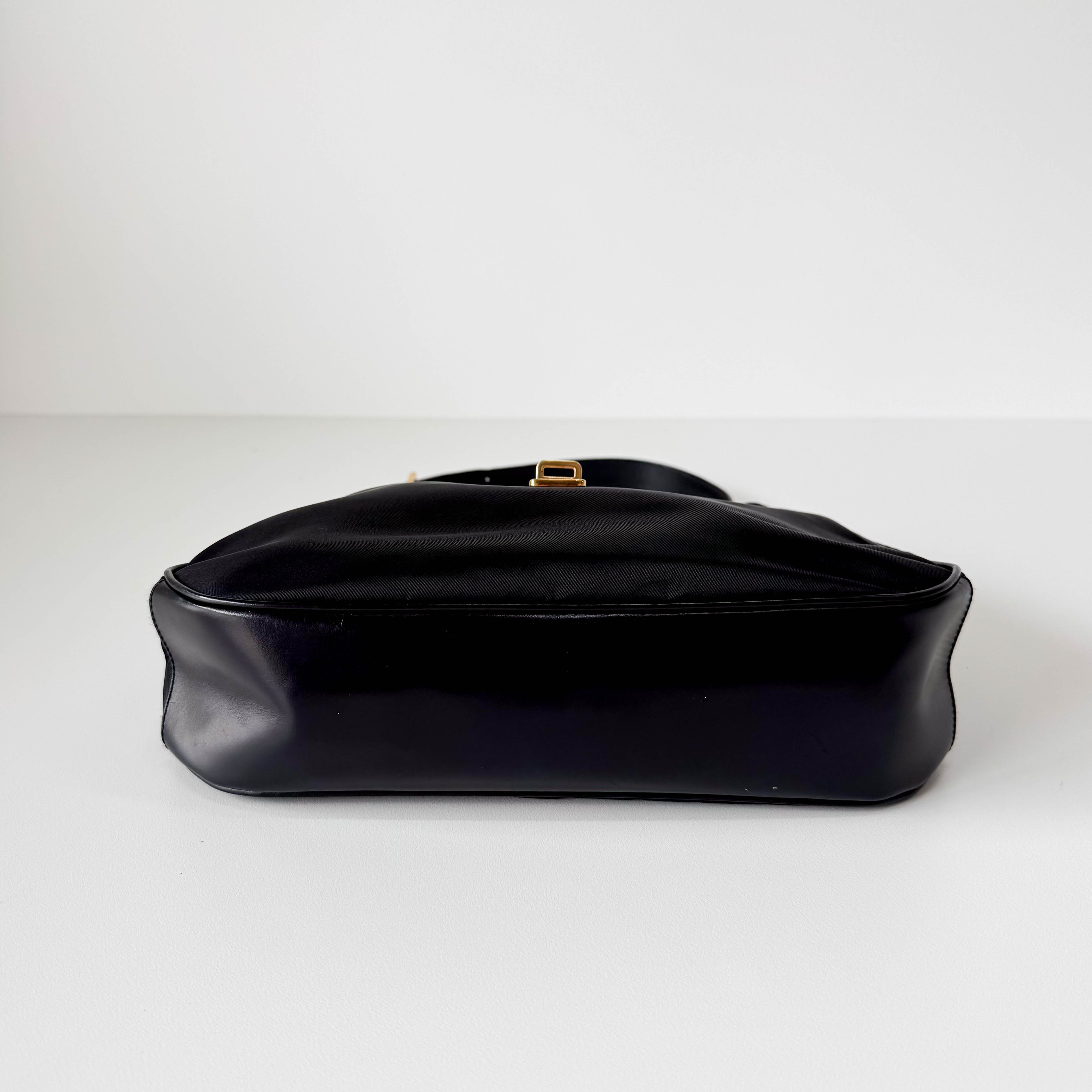 Tessuto Gold Black Nylon Hobo Shoulder Bag