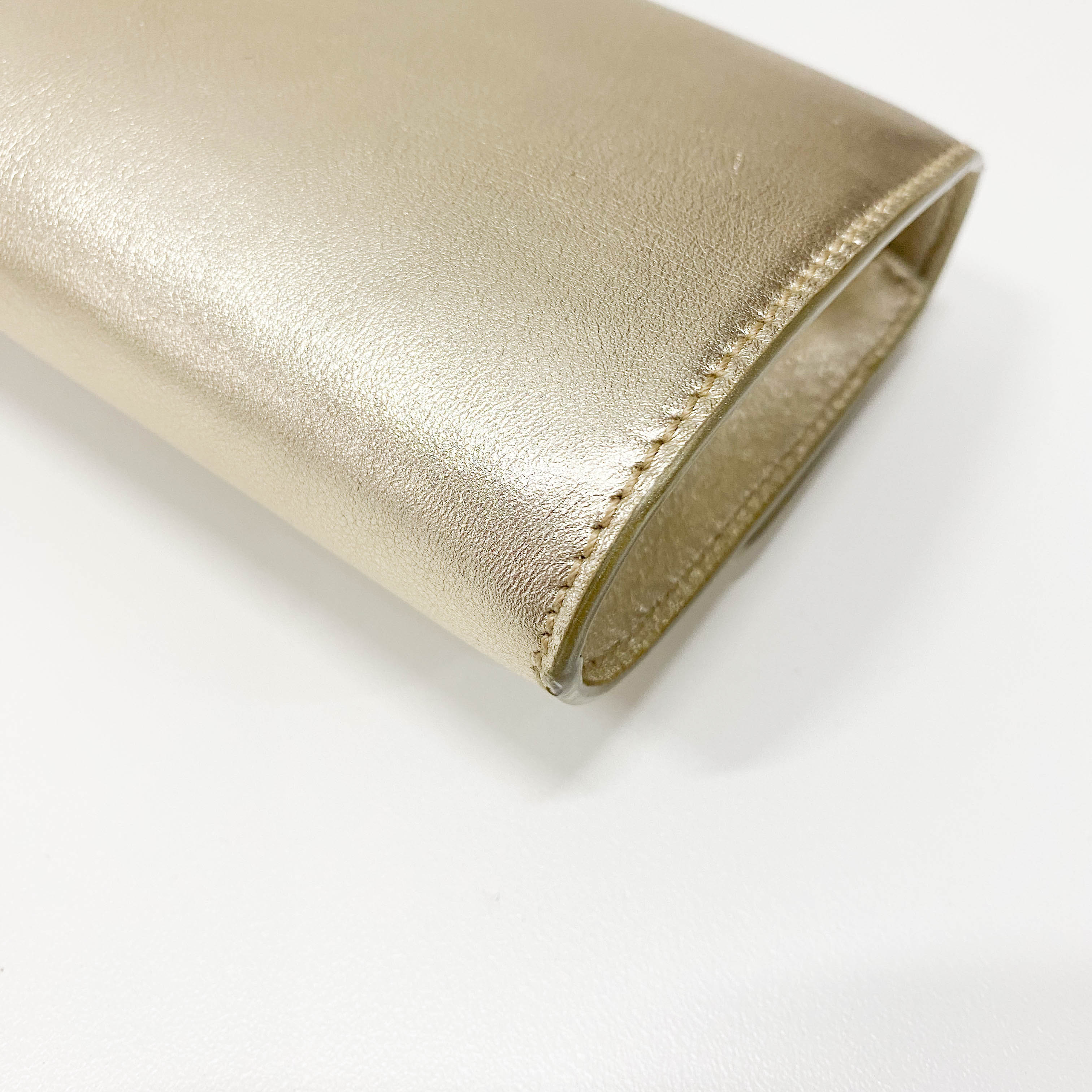 Gold Leather Clutch Bag