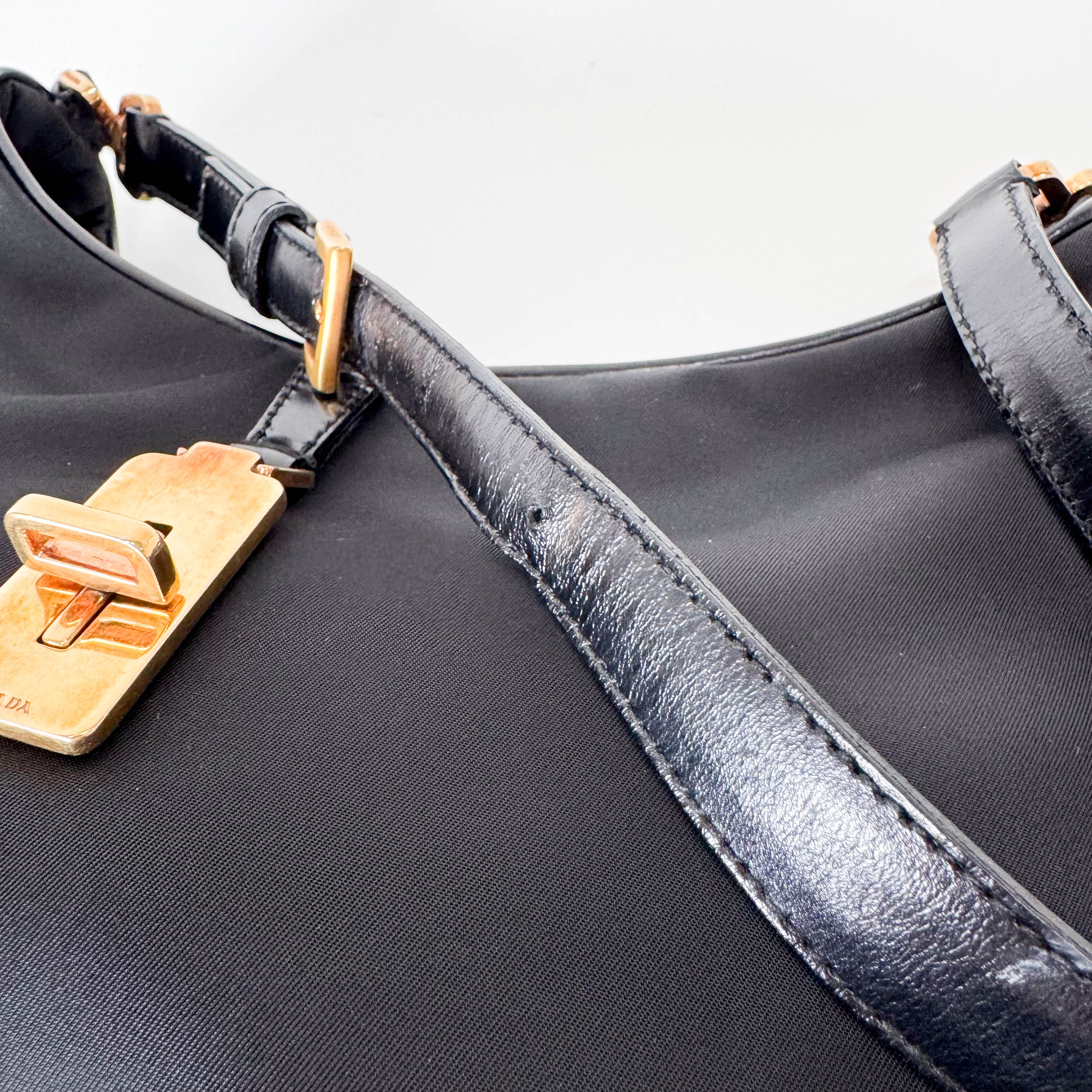 Tessuto Gold Black Nylon Hobo Shoulder Bag