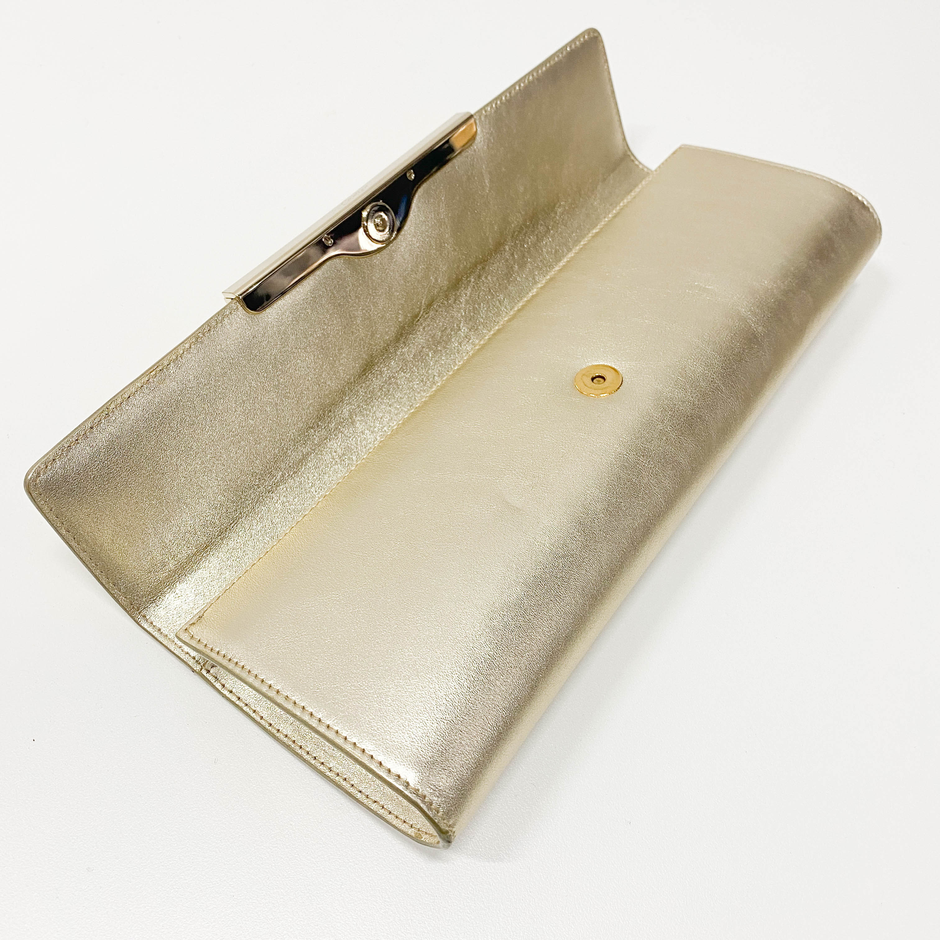 Gold Leather Clutch Bag