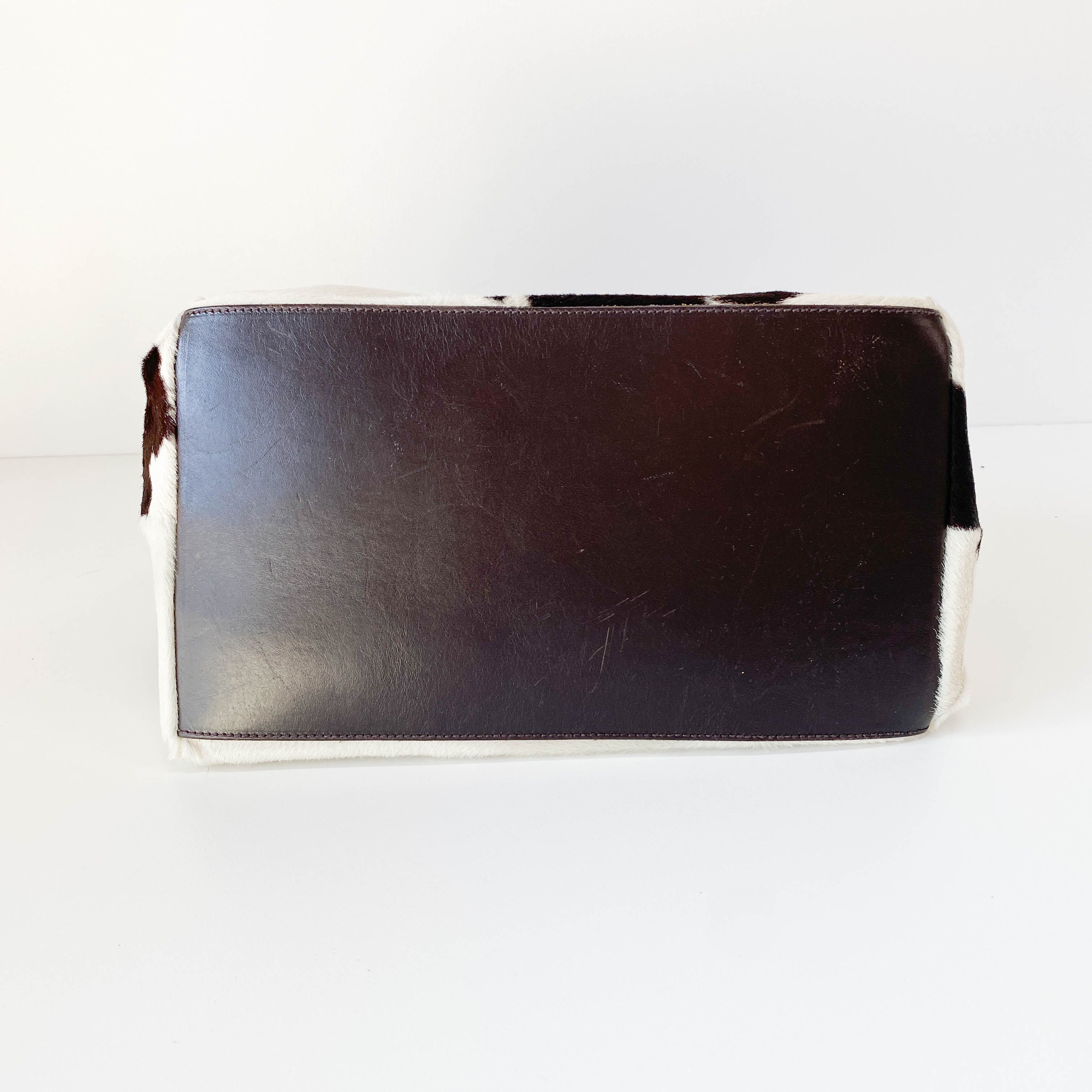 Multi Colour Cow Print Pony Hair & Denim Bag