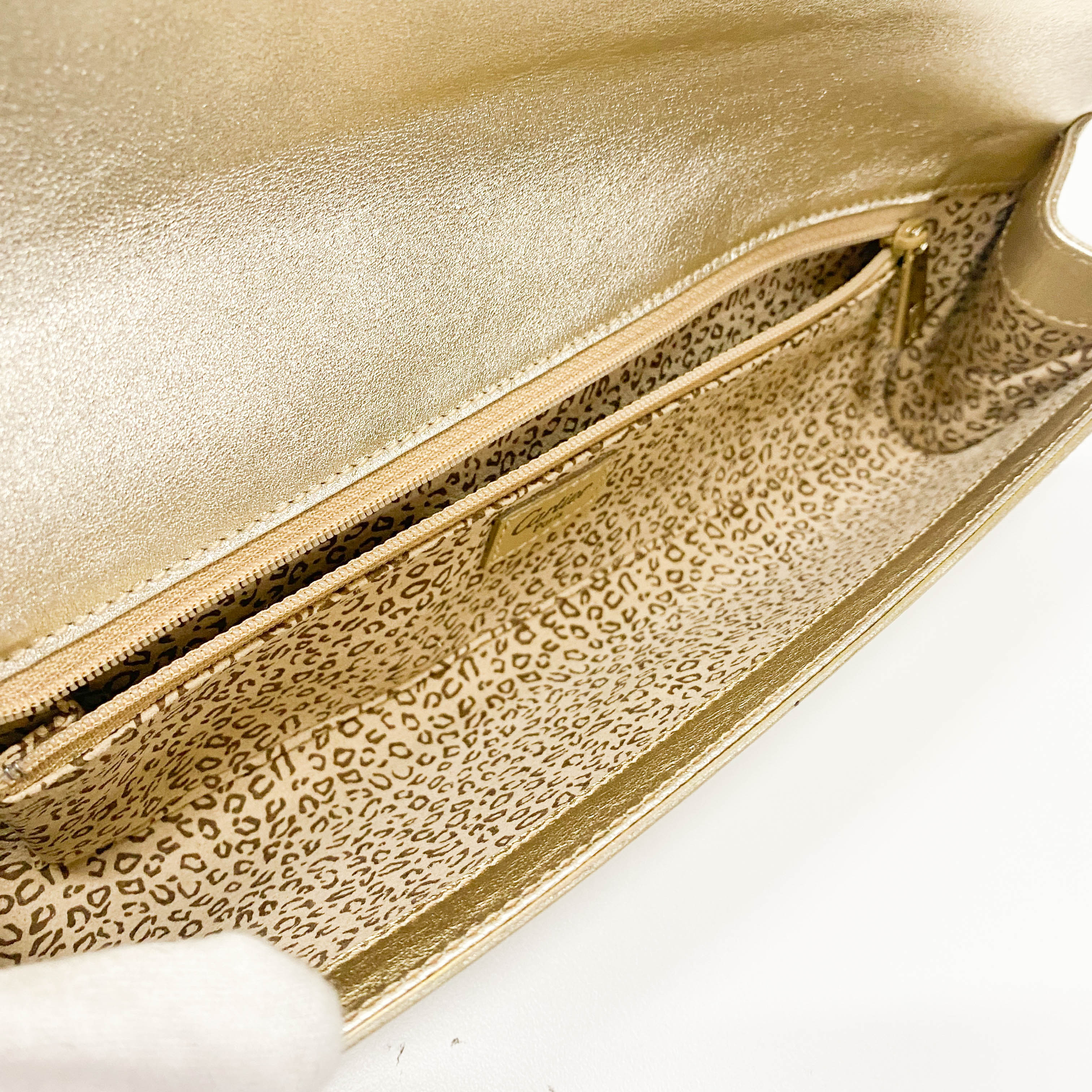 Gold Leather Clutch Bag