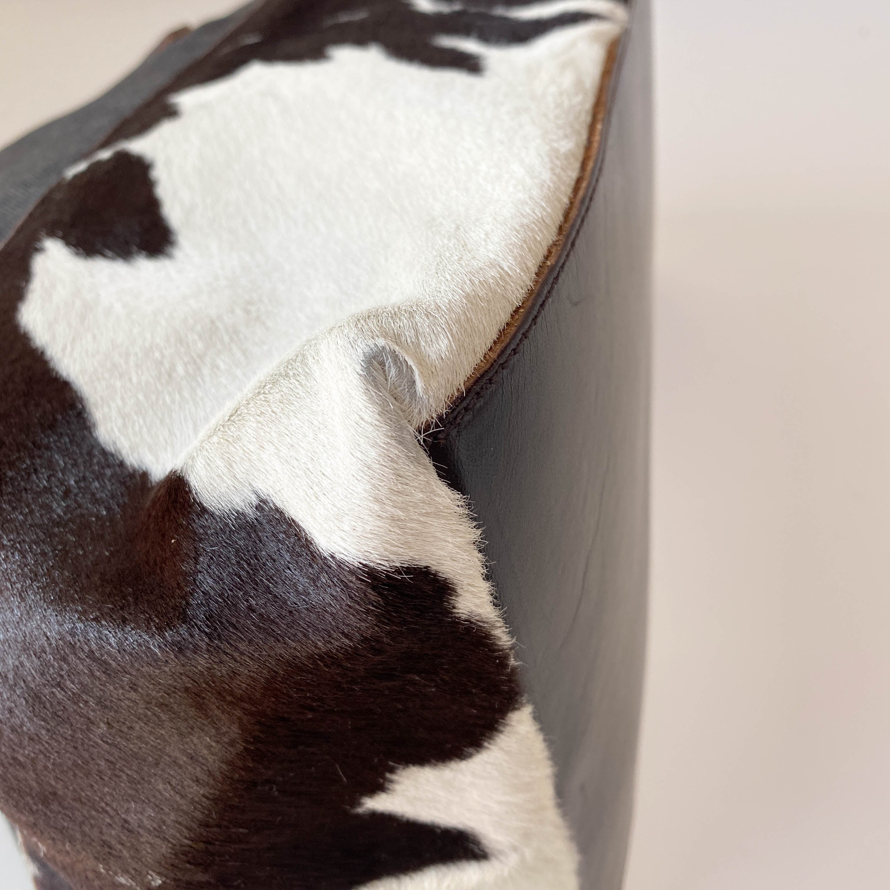 Multi Colour Cow Print Pony Hair & Denim Bag