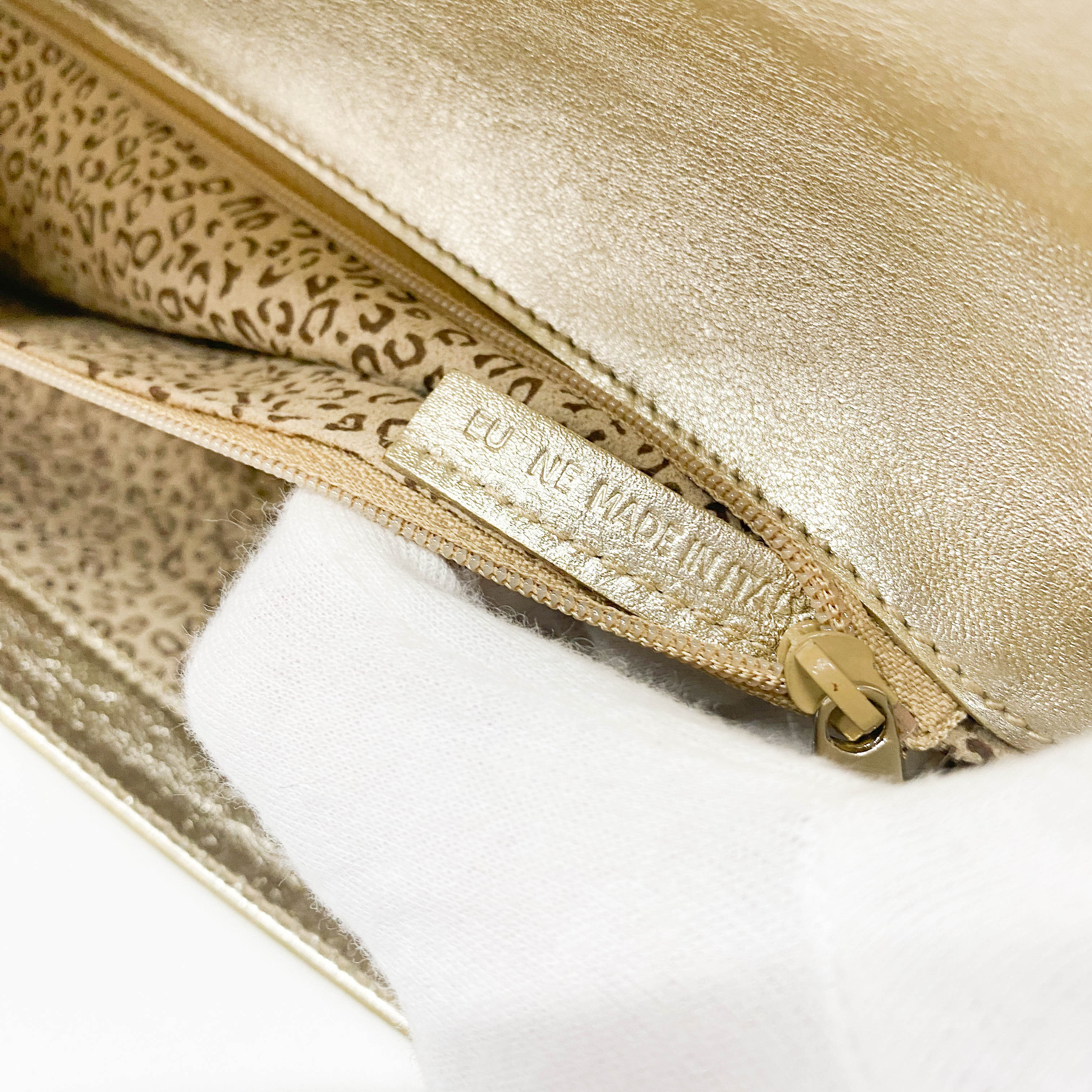 Gold Leather Clutch Bag