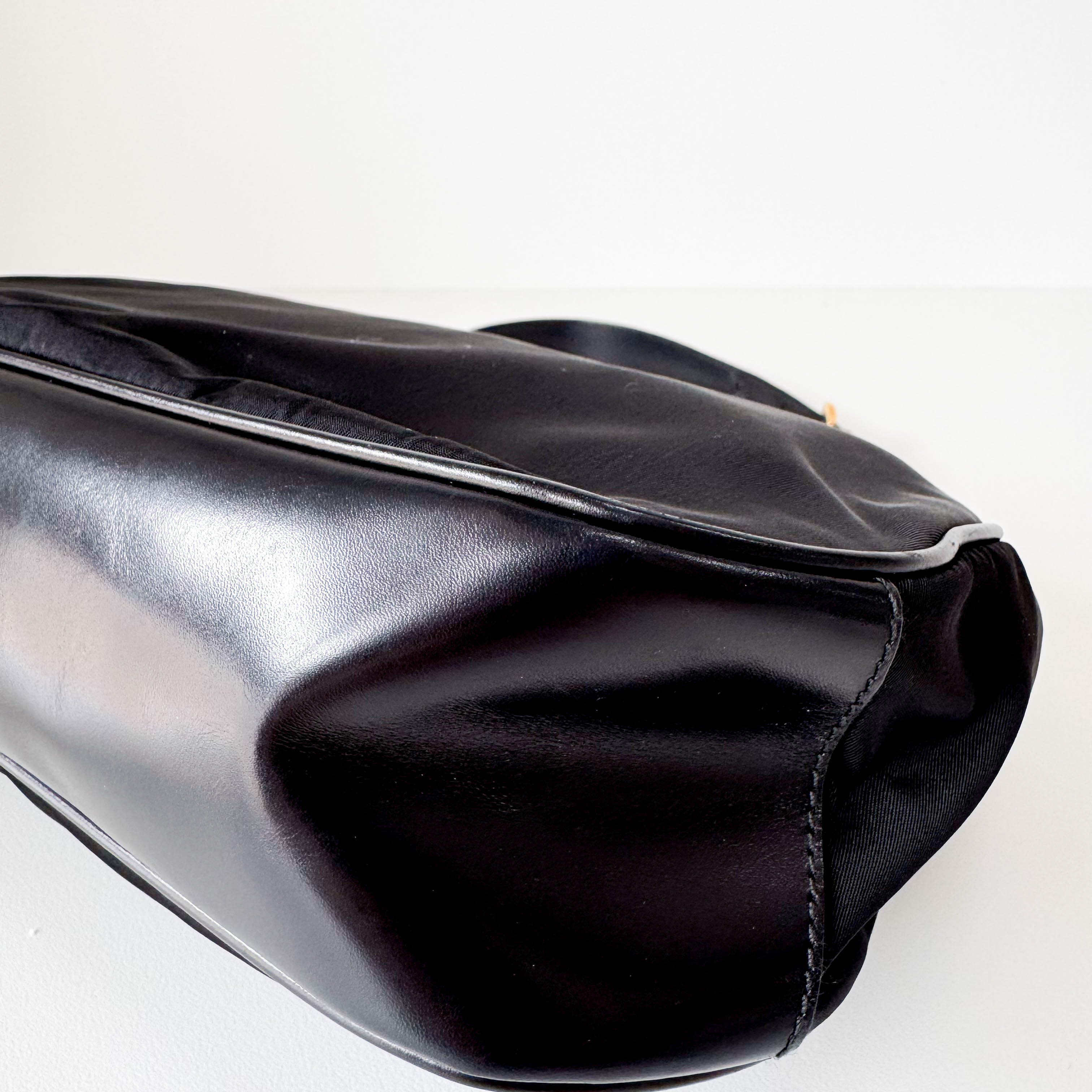 Tessuto Gold Black Nylon Hobo Shoulder Bag