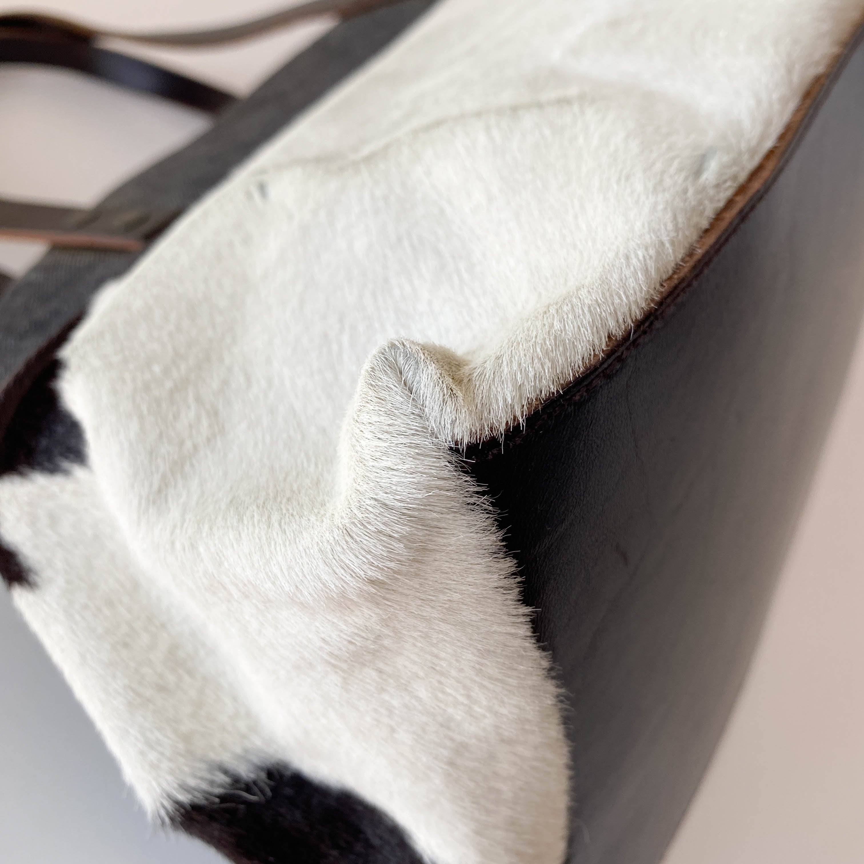 Multi Colour Cow Print Pony Hair & Denim Bag