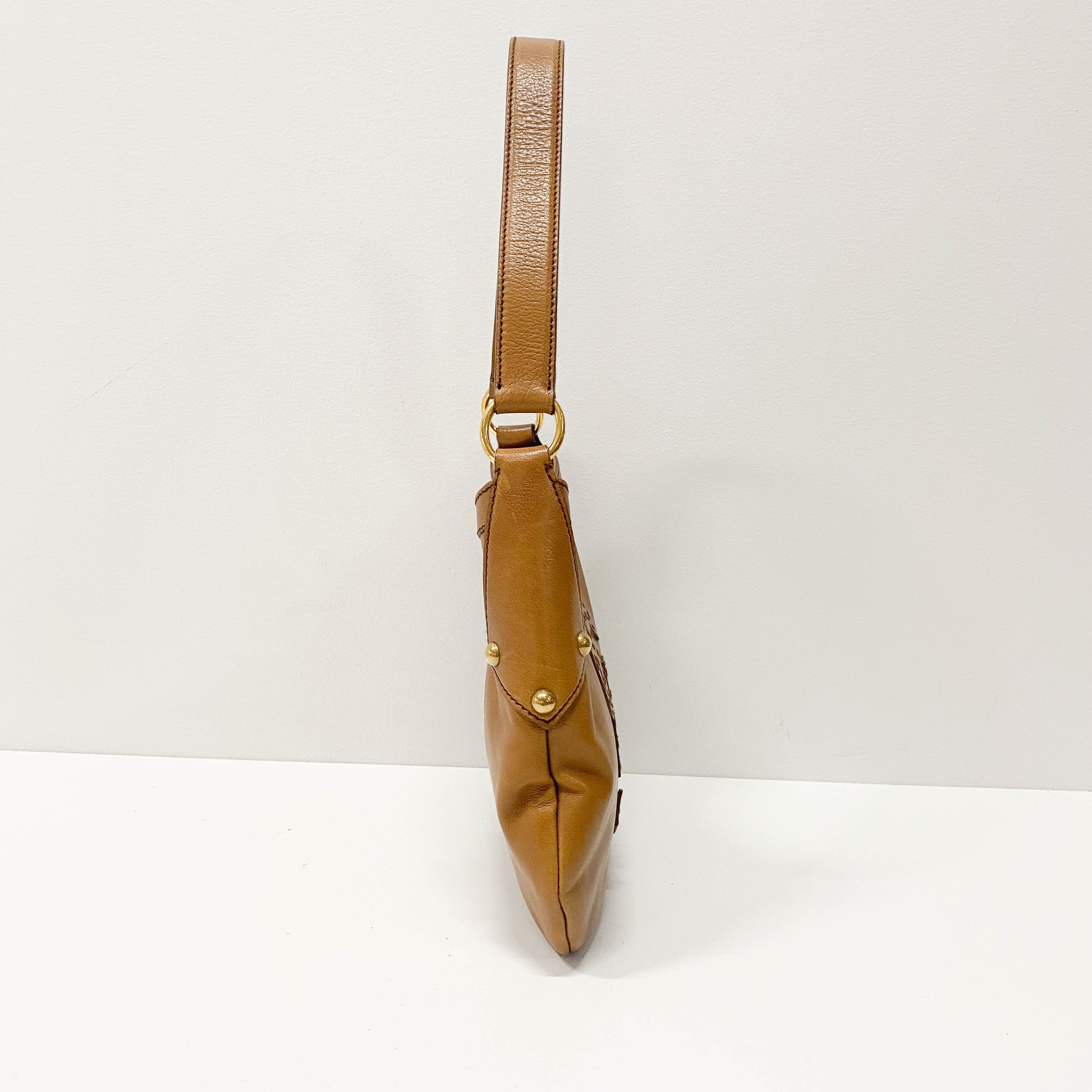Brown Leather Hobo Shoulder Bag