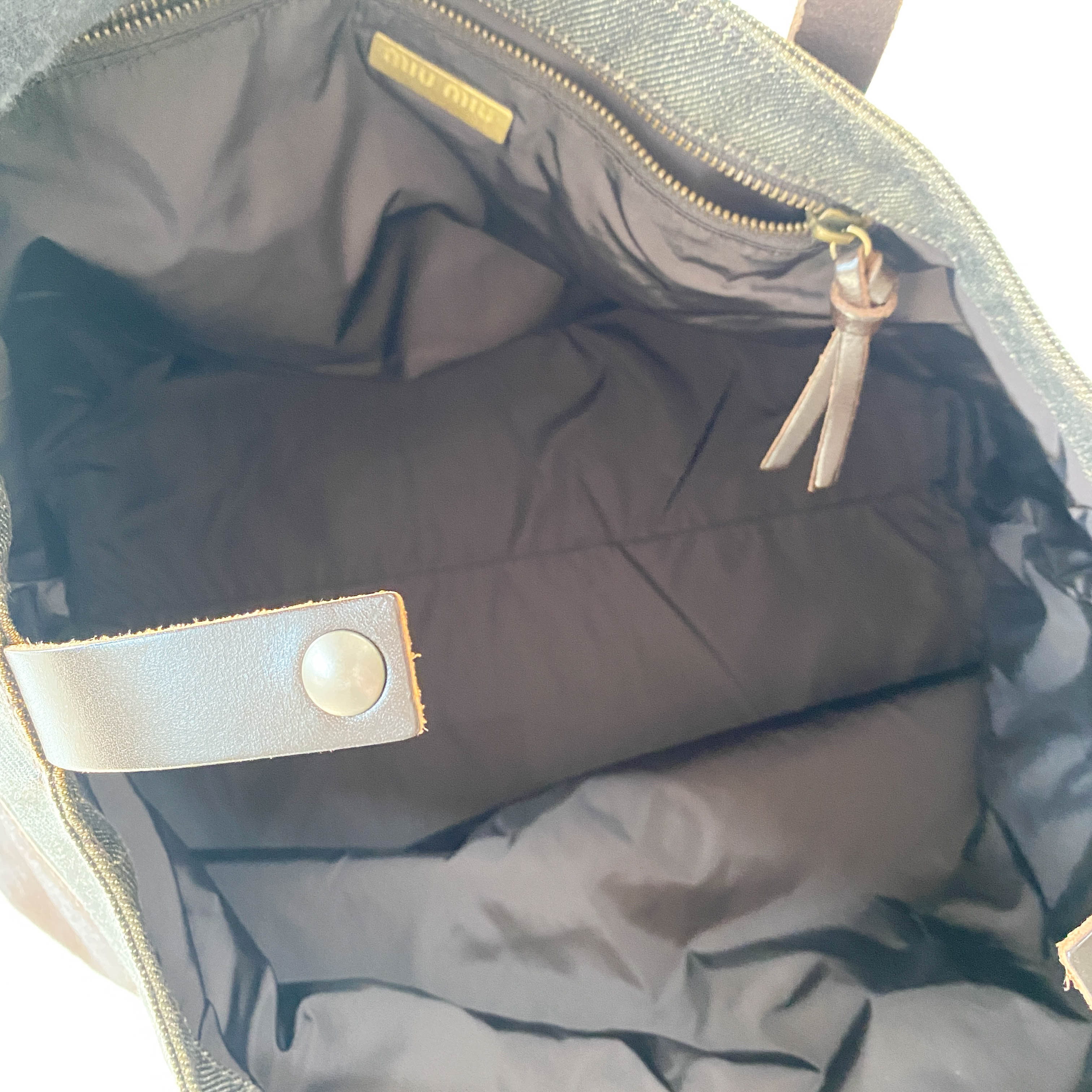 Multi Colour Cow Print Pony Hair & Denim Bag