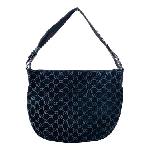 Hobo Black GG Suede Shoulder Bag