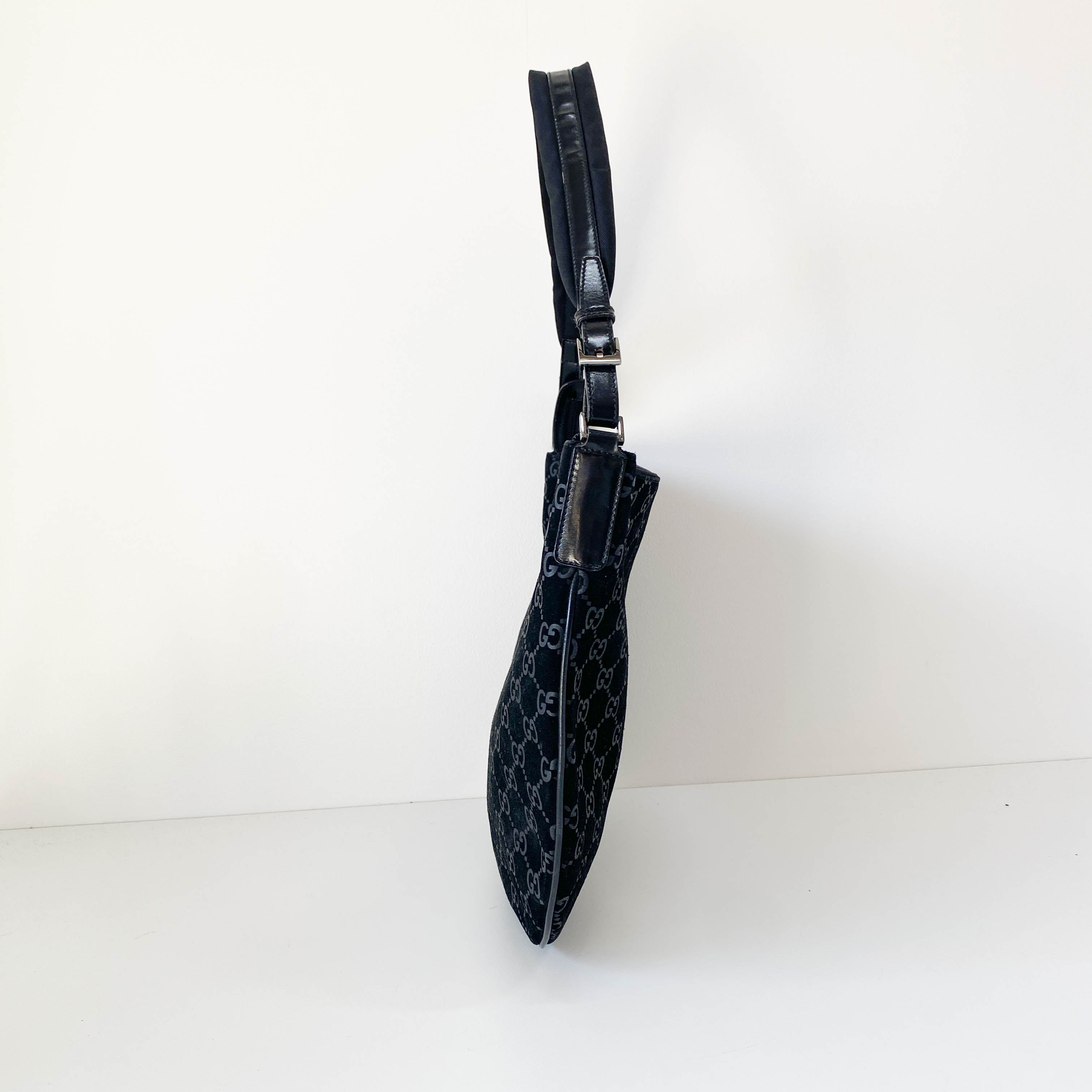 Hobo Black GG Suede Shoulder Bag