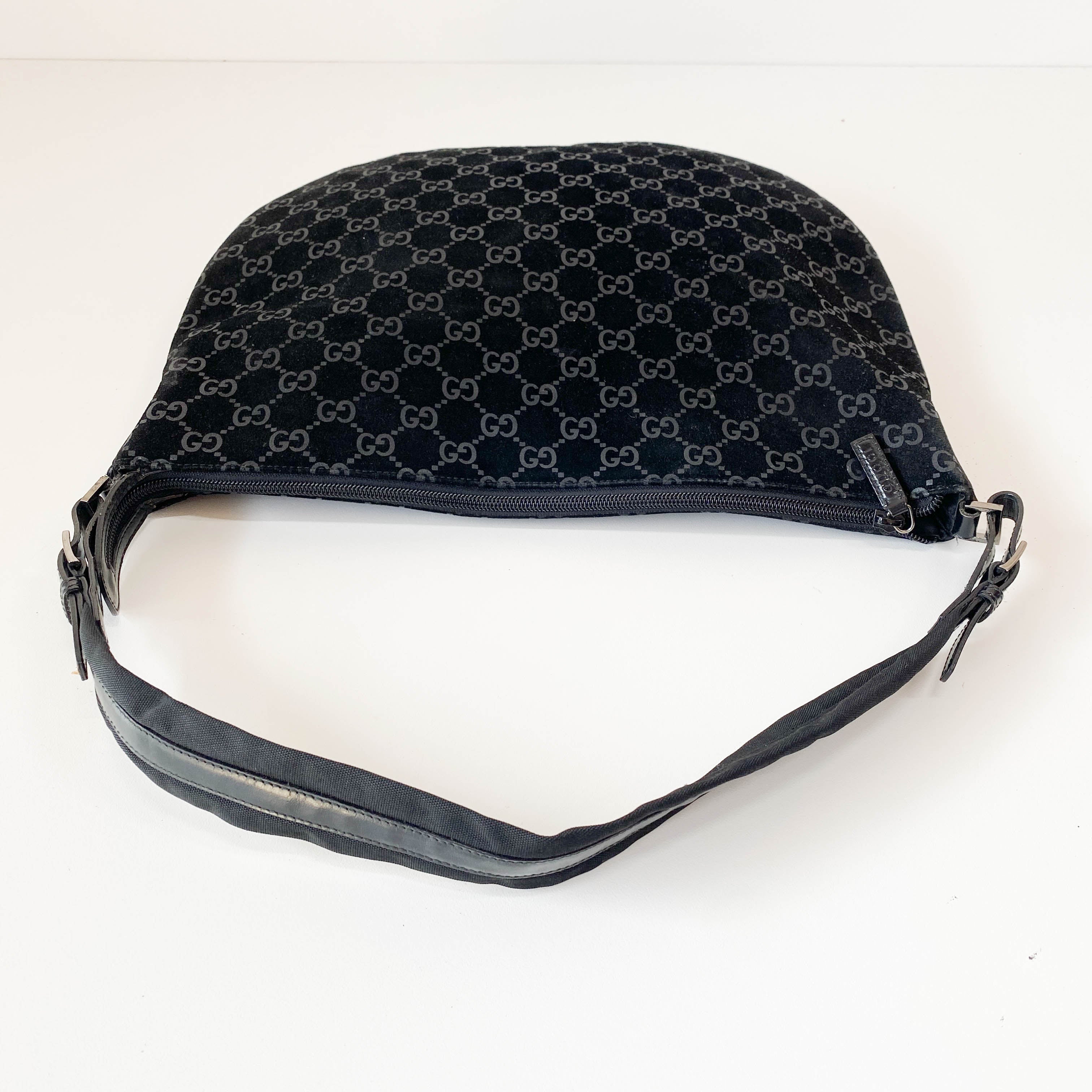 Hobo Black GG Suede Shoulder Bag