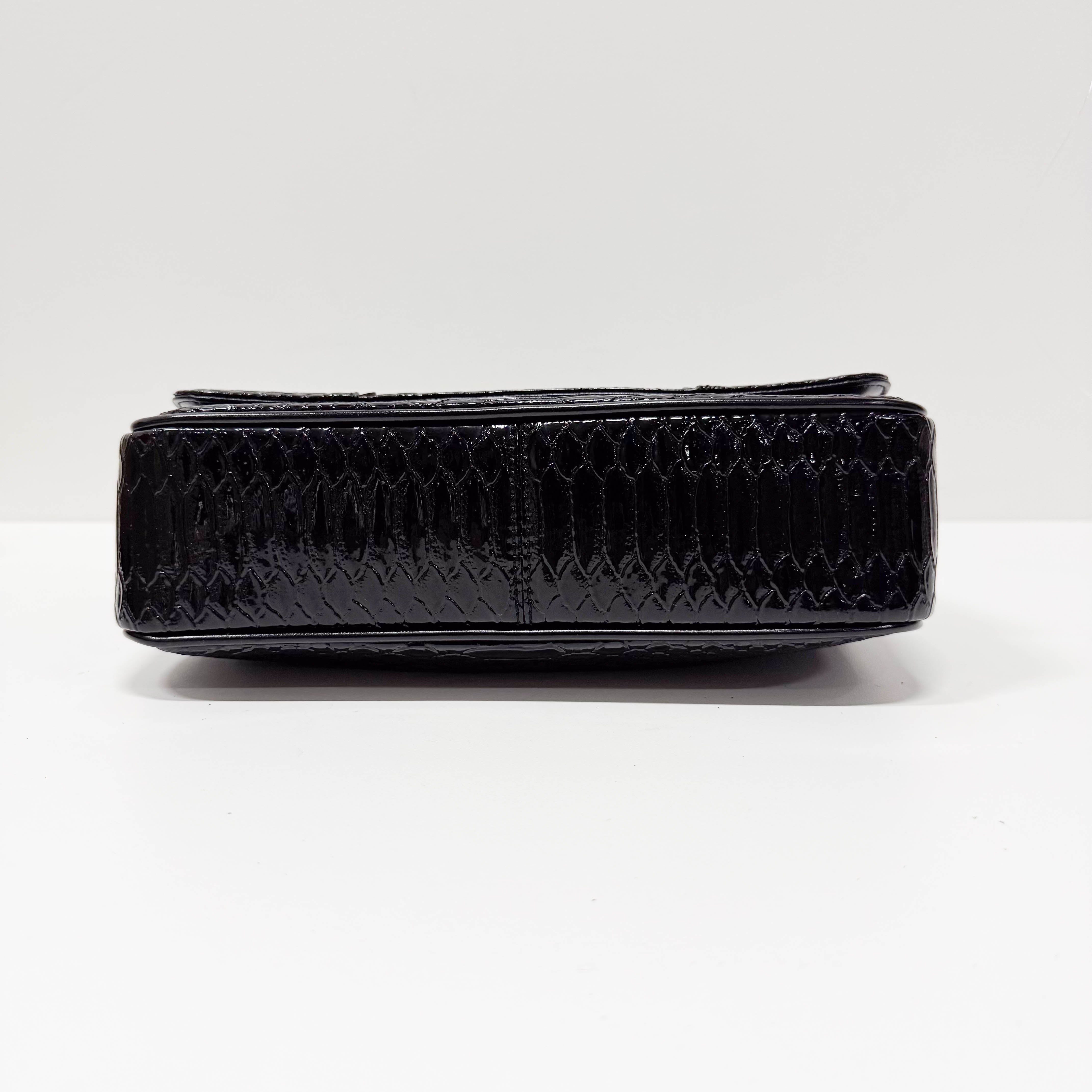 Anglomania Orb Black Croc Embossed Leather Shoulder Bag