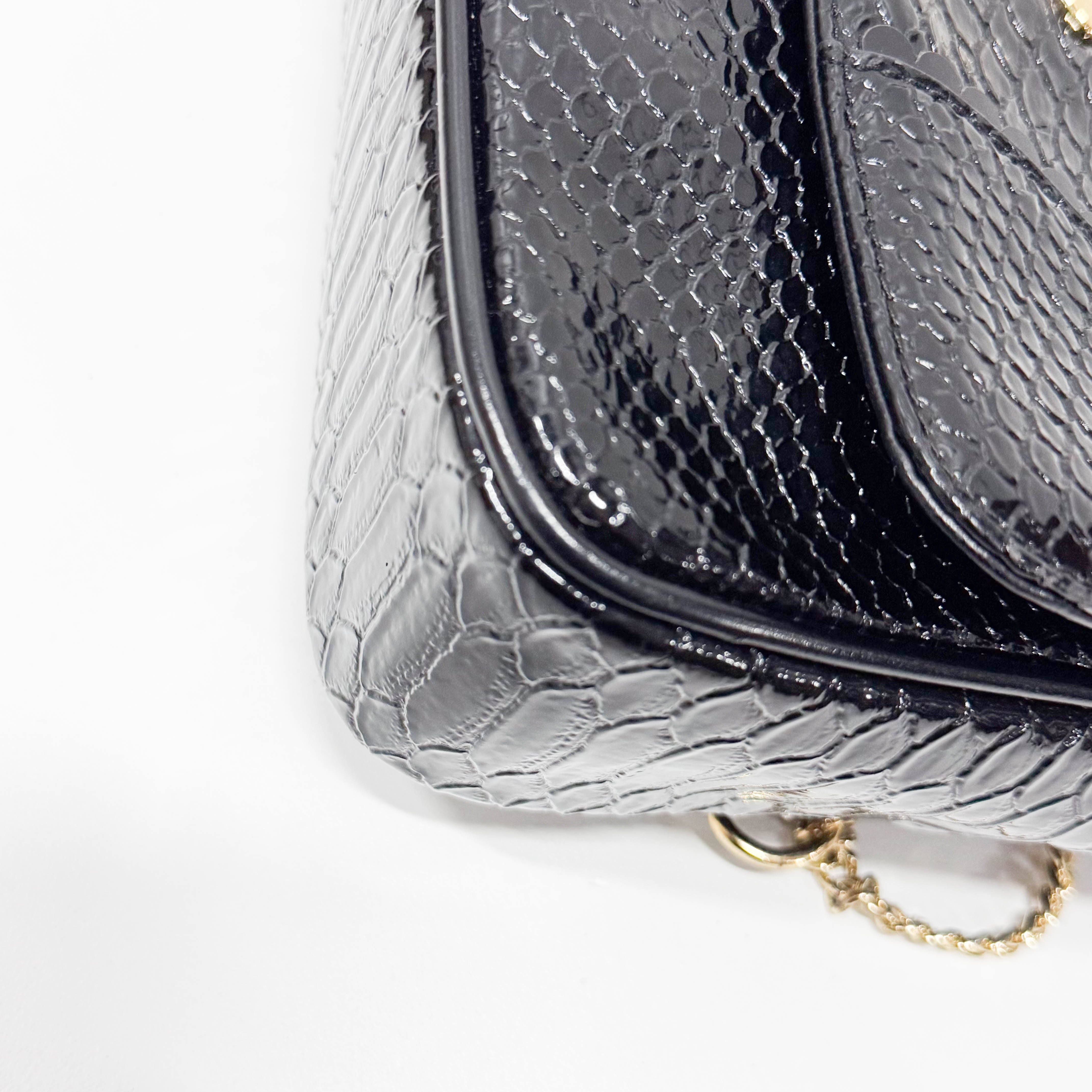 Anglomania Orb Black Croc Embossed Leather Shoulder Bag