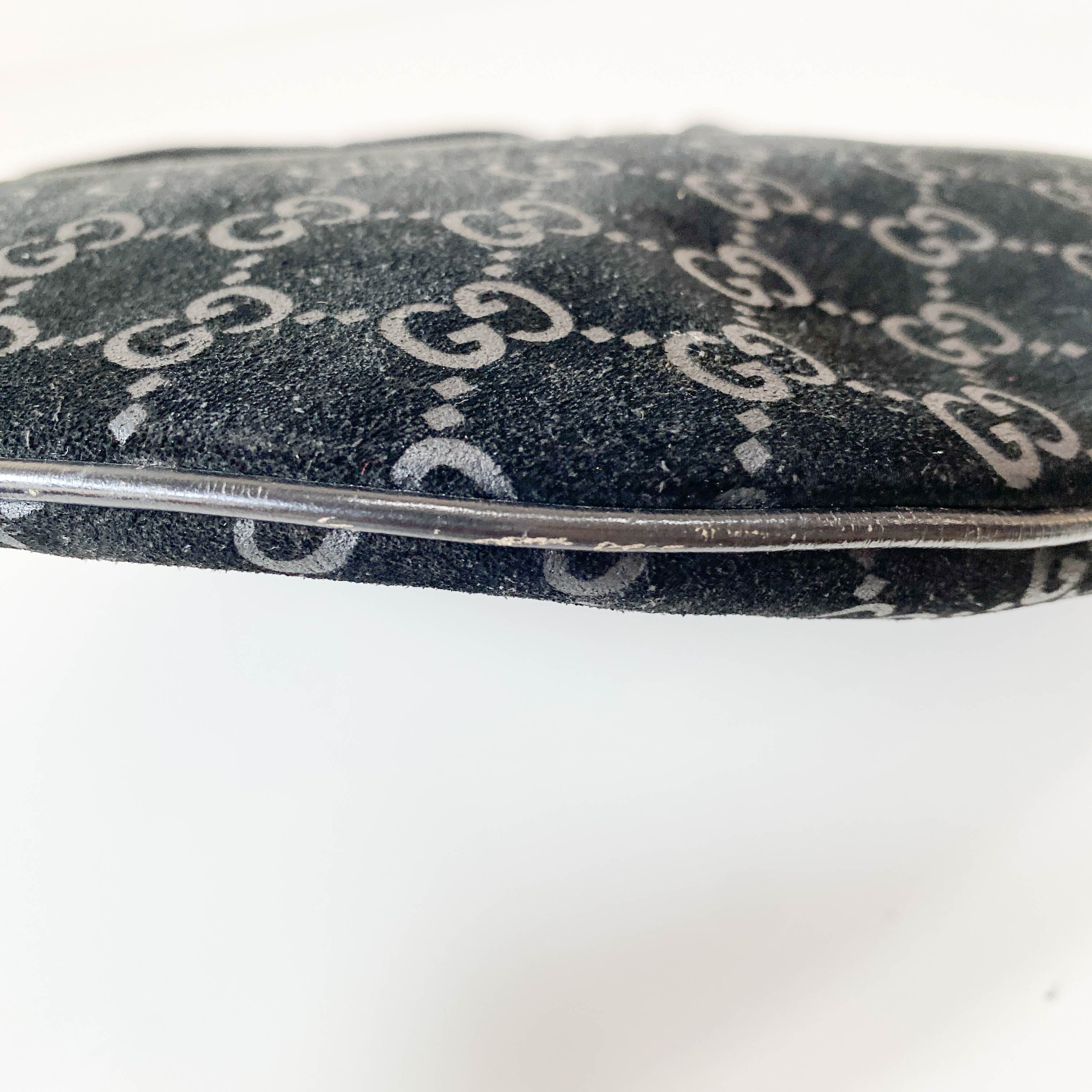 Hobo Black GG Suede Shoulder Bag