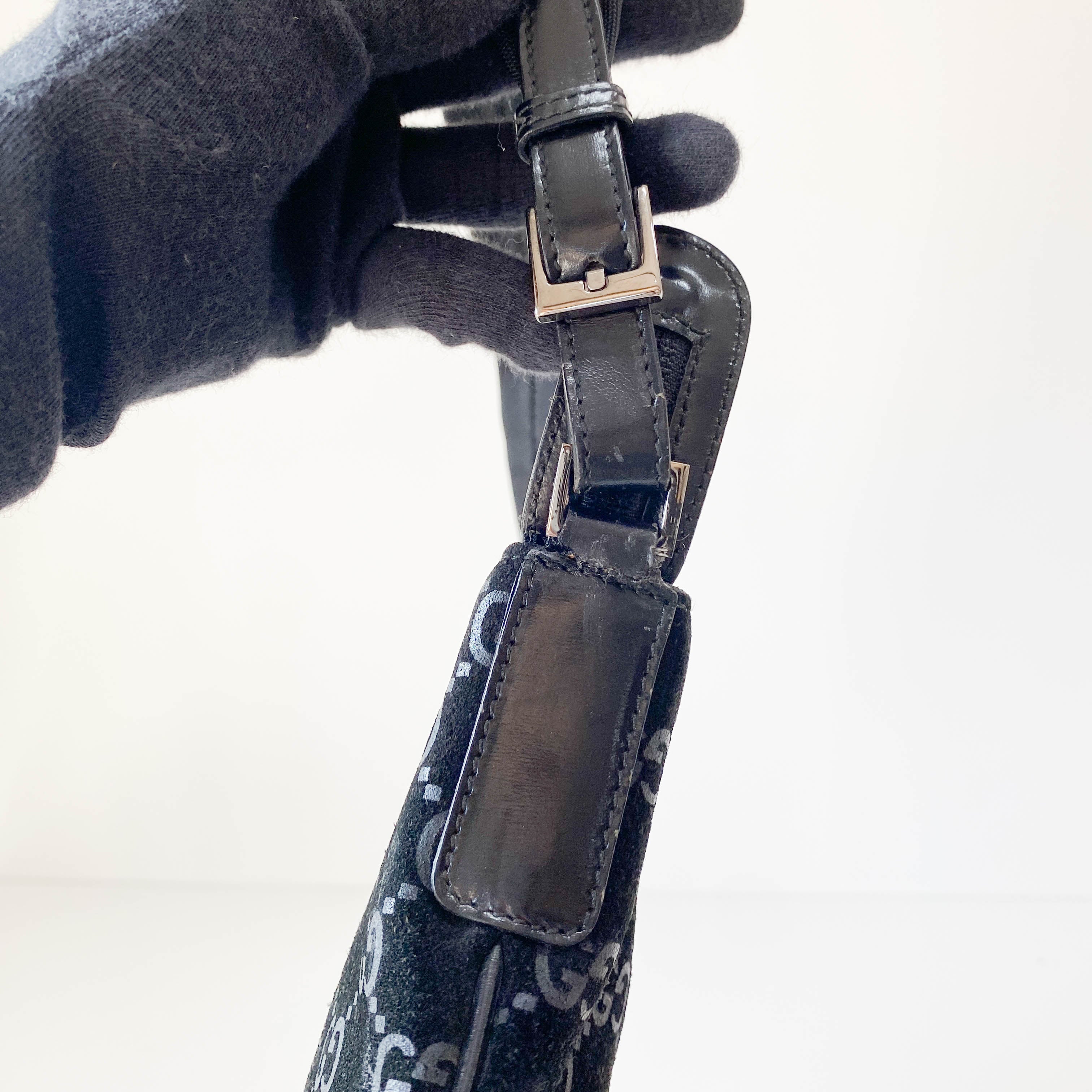 Hobo Black GG Suede Shoulder Bag