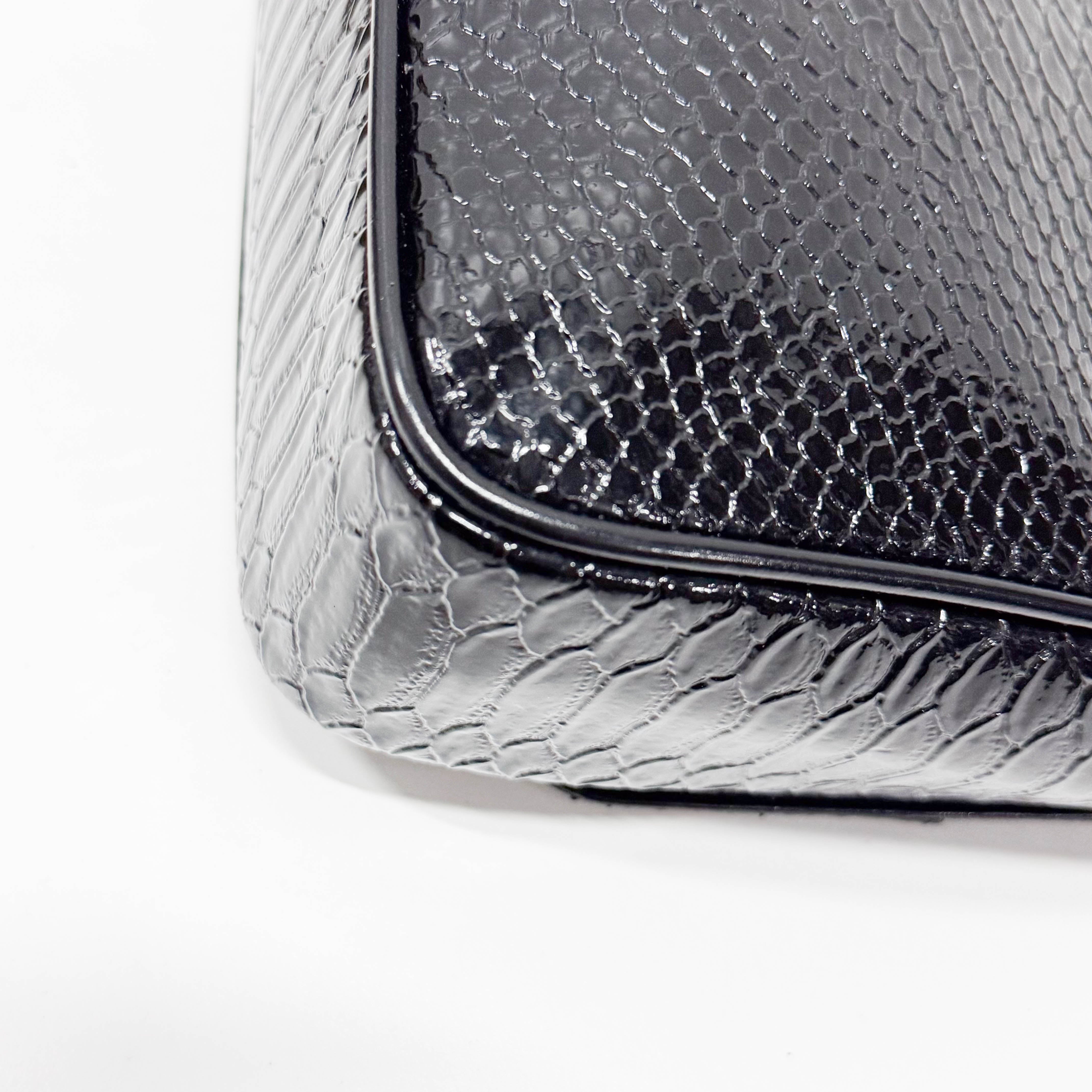 Anglomania Orb Black Croc Embossed Leather Shoulder Bag