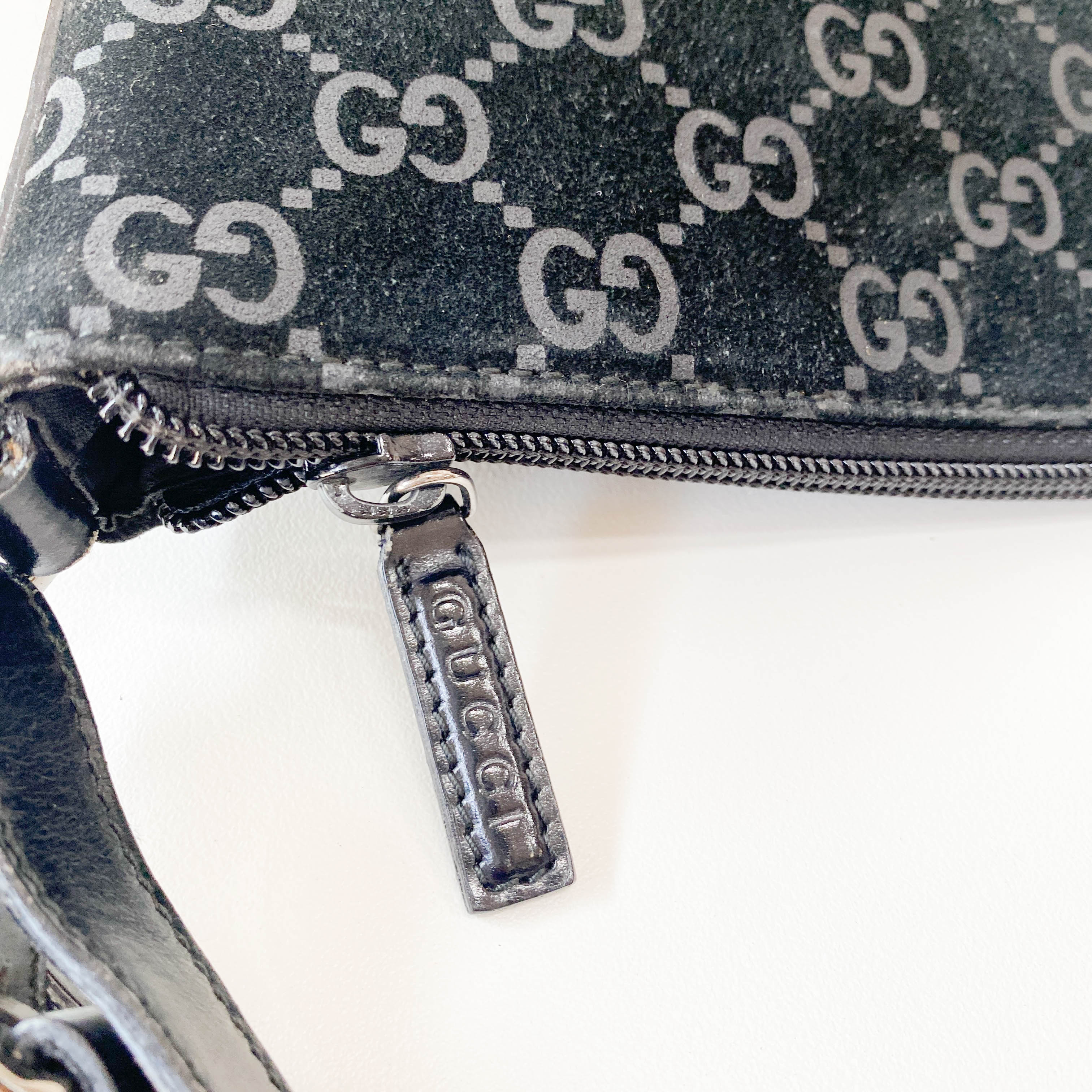 Hobo Black GG Suede Shoulder Bag