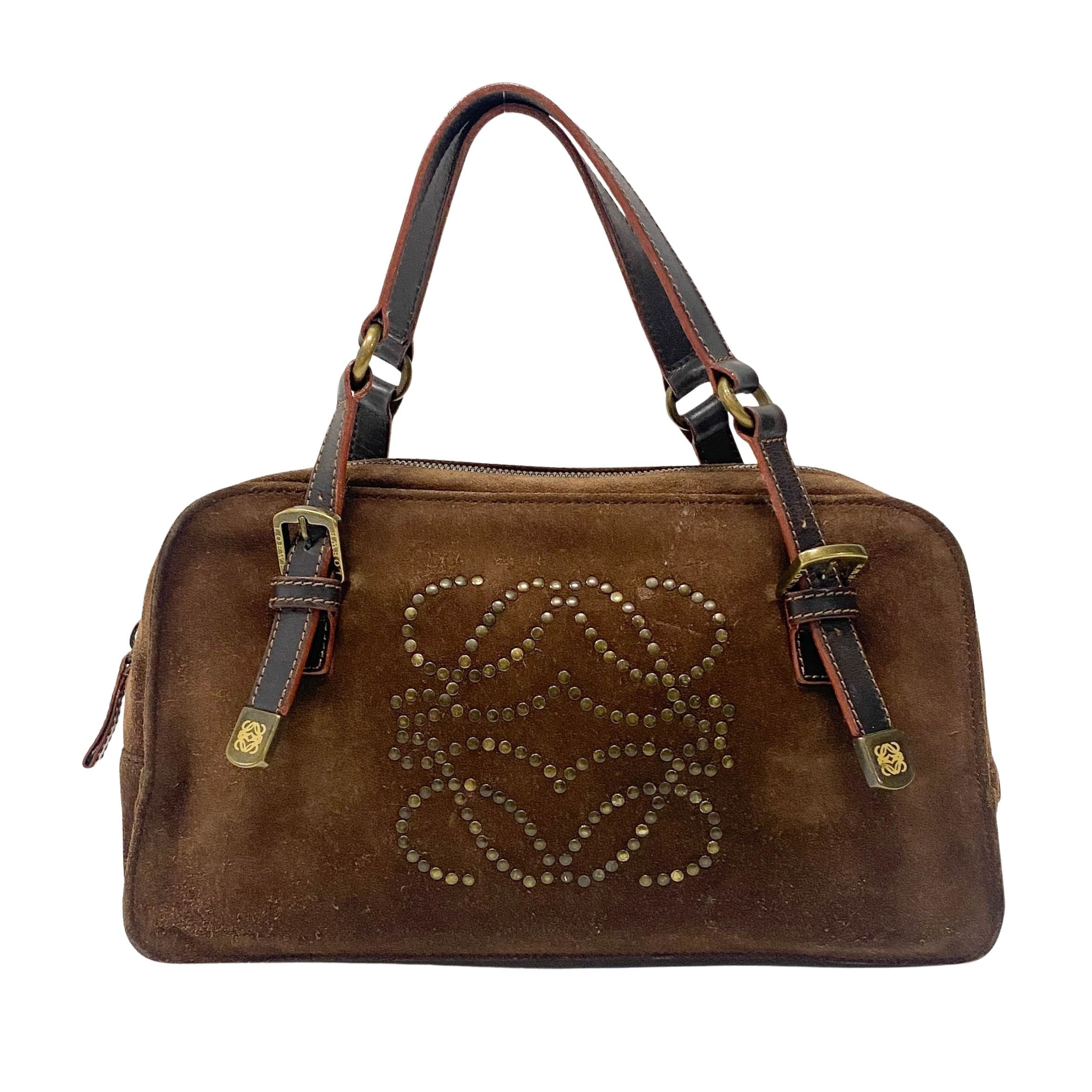 Anagram Brown Suede Shoulder Bag