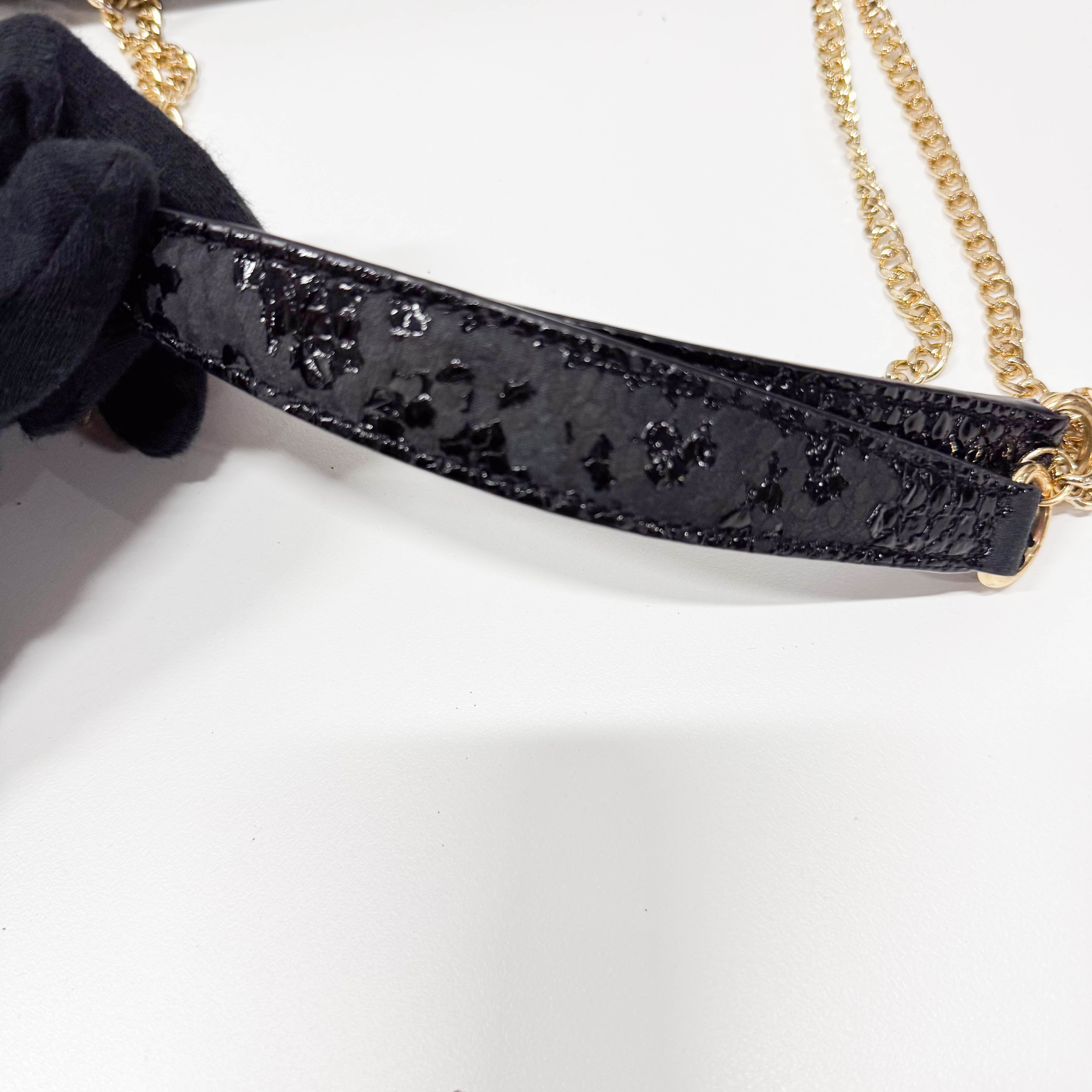 Anglomania Orb Black Croc Embossed Leather Shoulder Bag