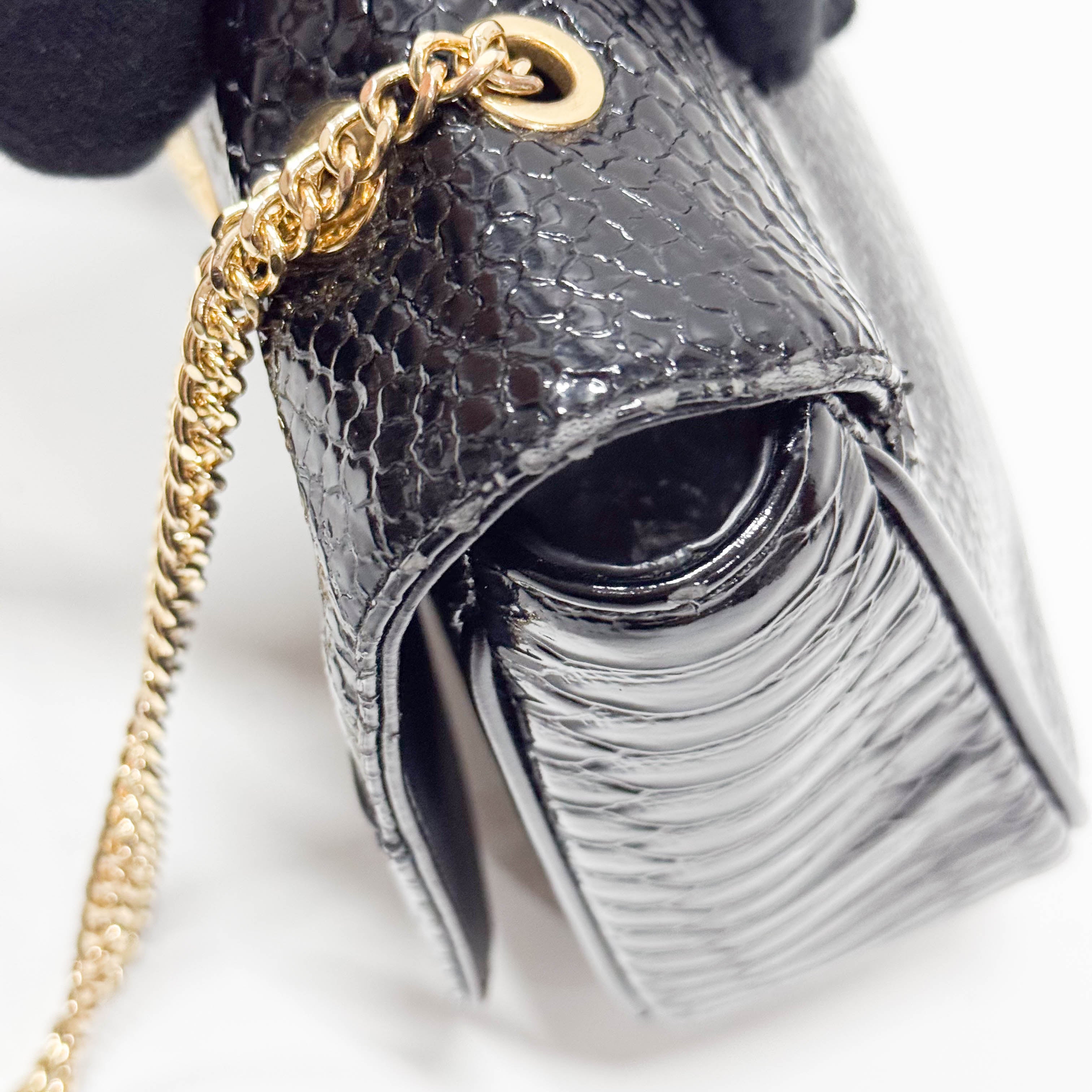 Anglomania Orb Black Croc Embossed Leather Shoulder Bag
