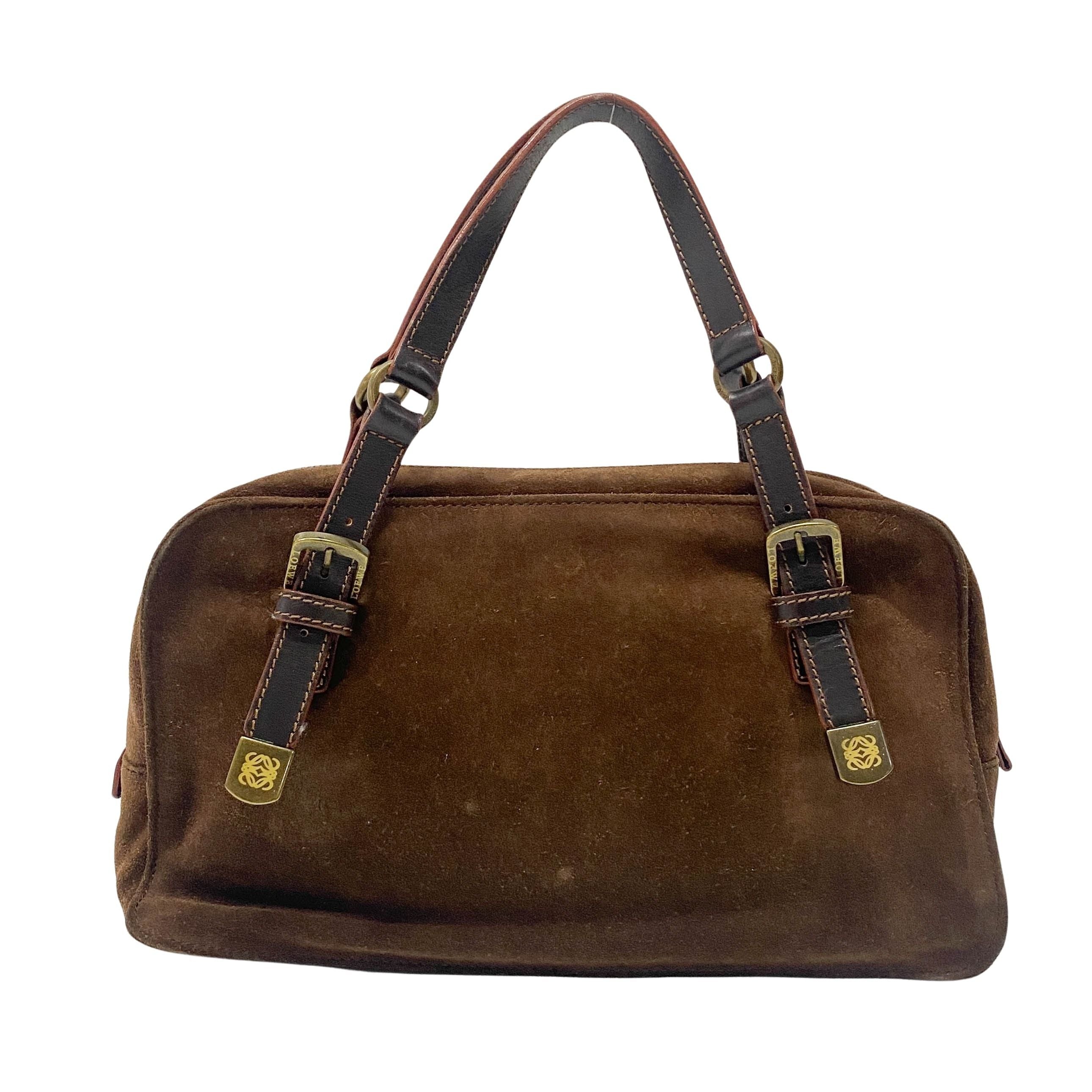 Anagram Brown Suede Shoulder Bag