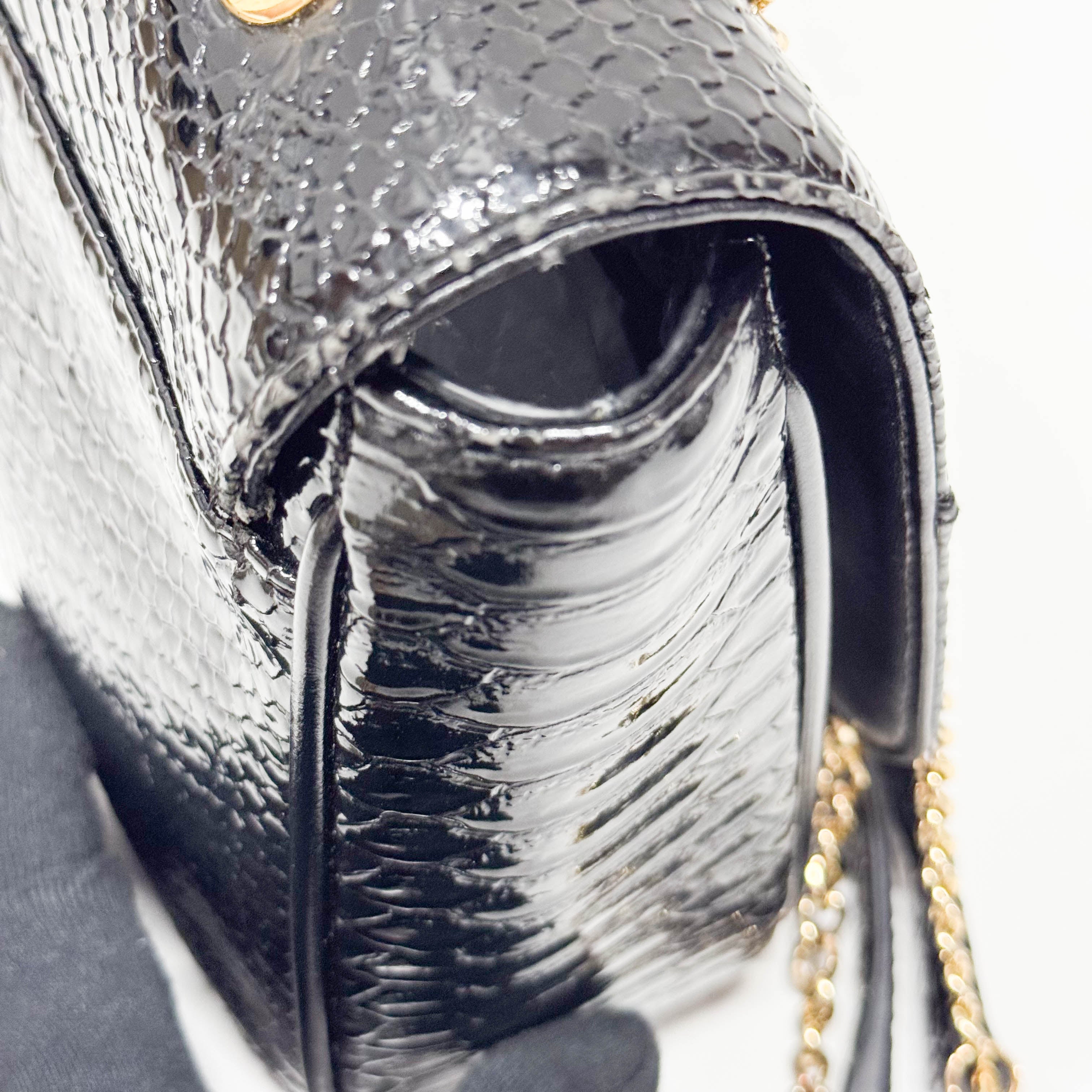 Anglomania Orb Black Croc Embossed Leather Shoulder Bag