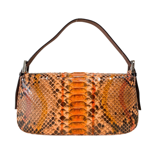 Baguette Orange Leather Shoulder Bag