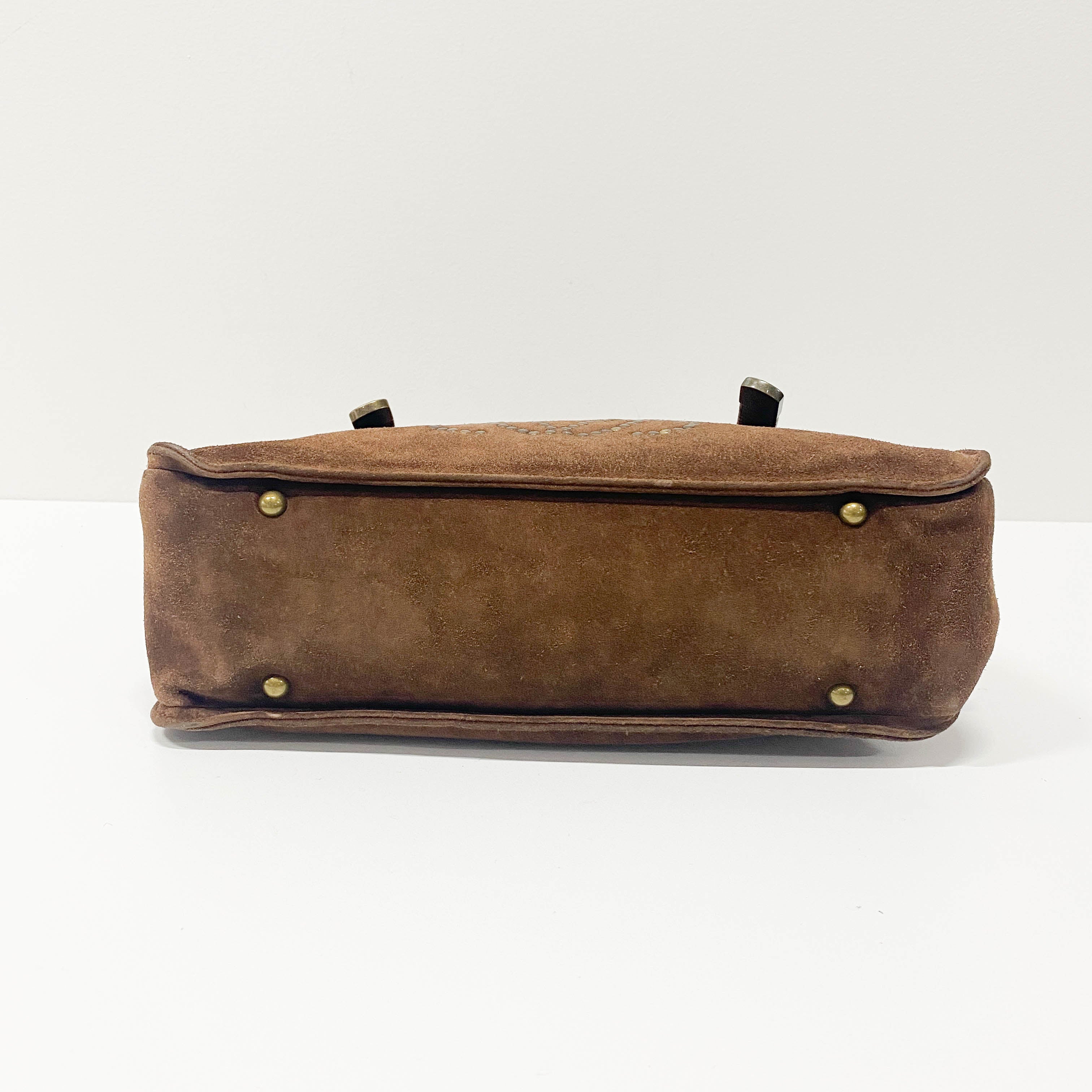 Anagram Brown Suede Shoulder Bag