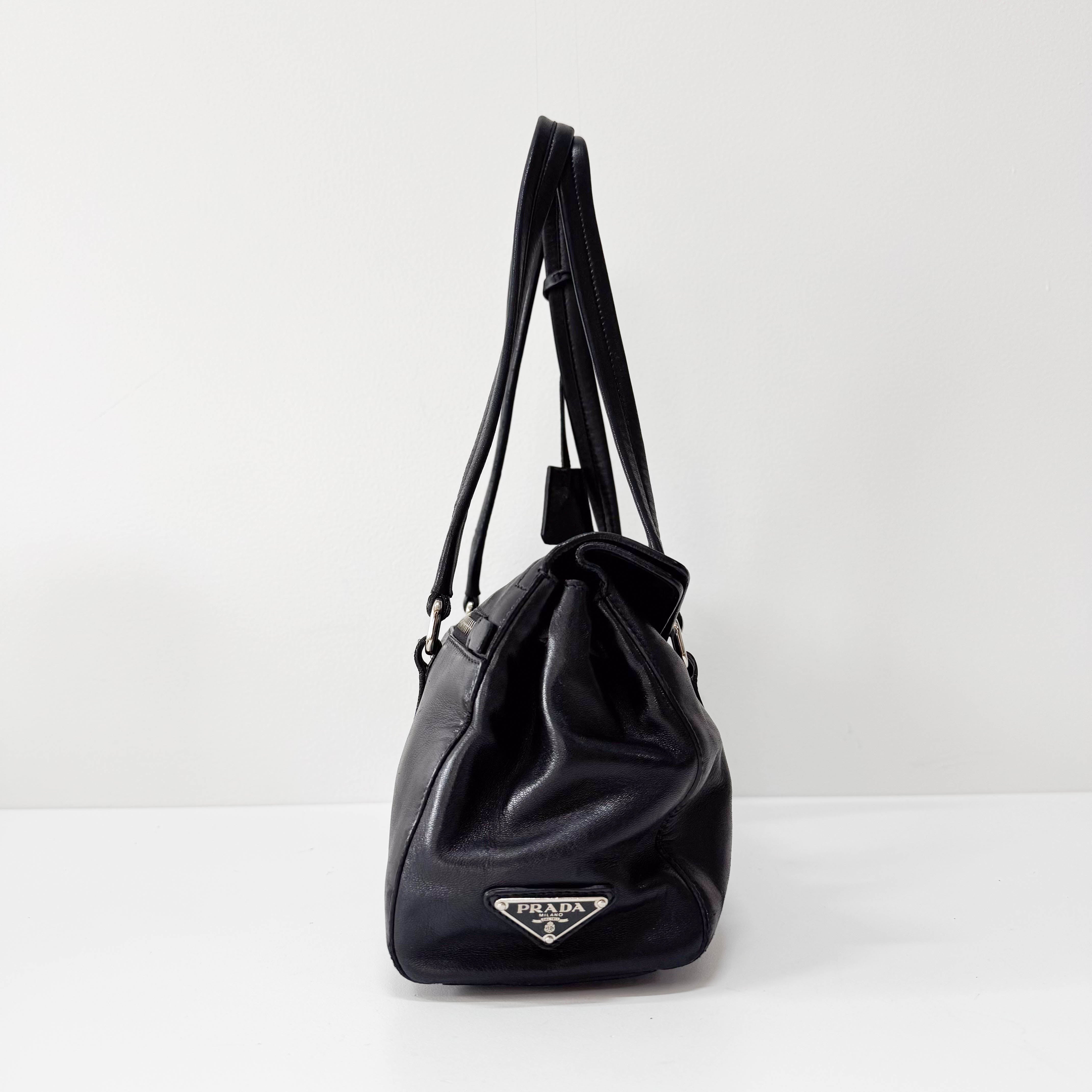 Black Nappa Calfskin Leather Shoulder Bag