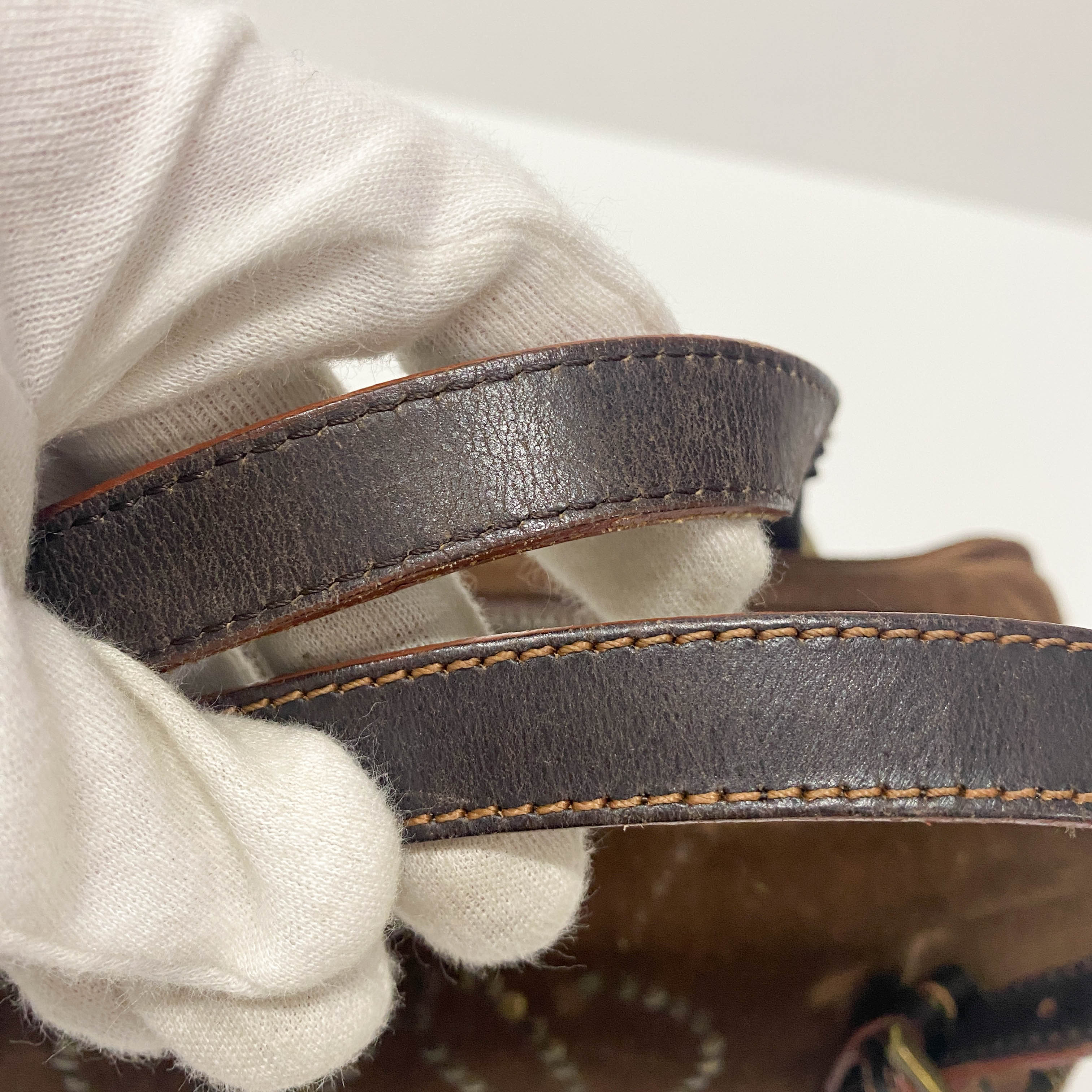 Anagram Brown Suede Shoulder Bag