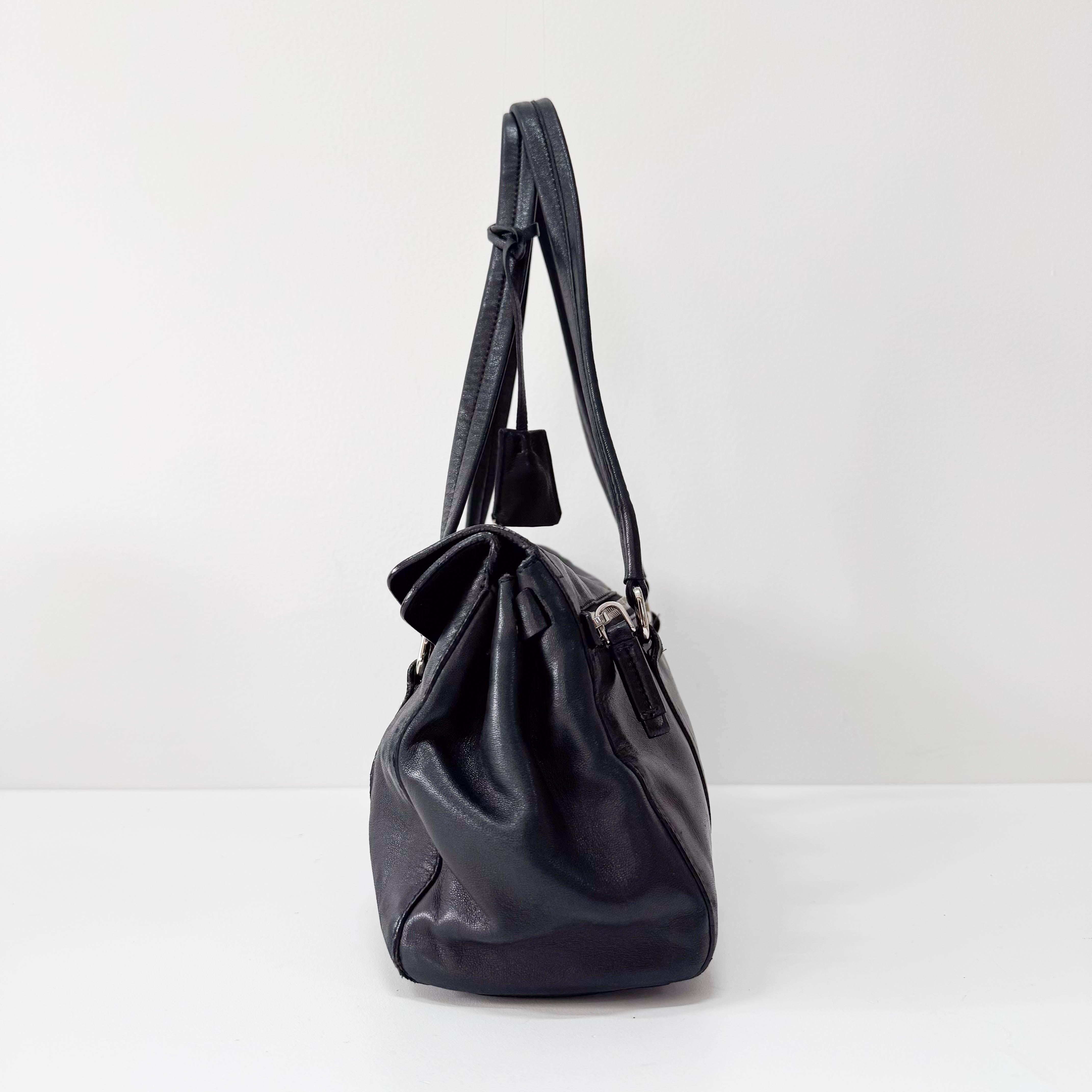 Black Nappa Calfskin Leather Shoulder Bag