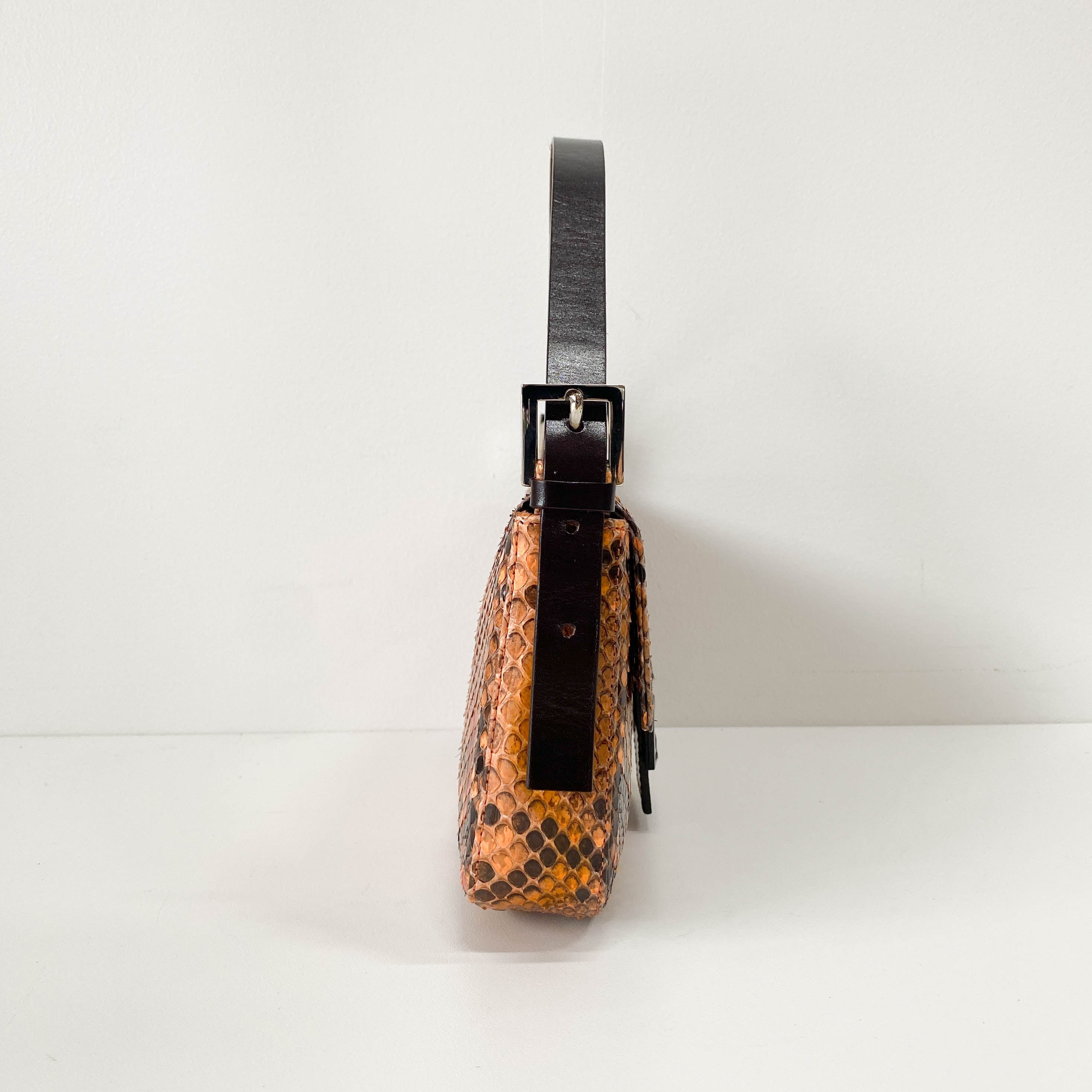 Baguette Orange Leather Shoulder Bag