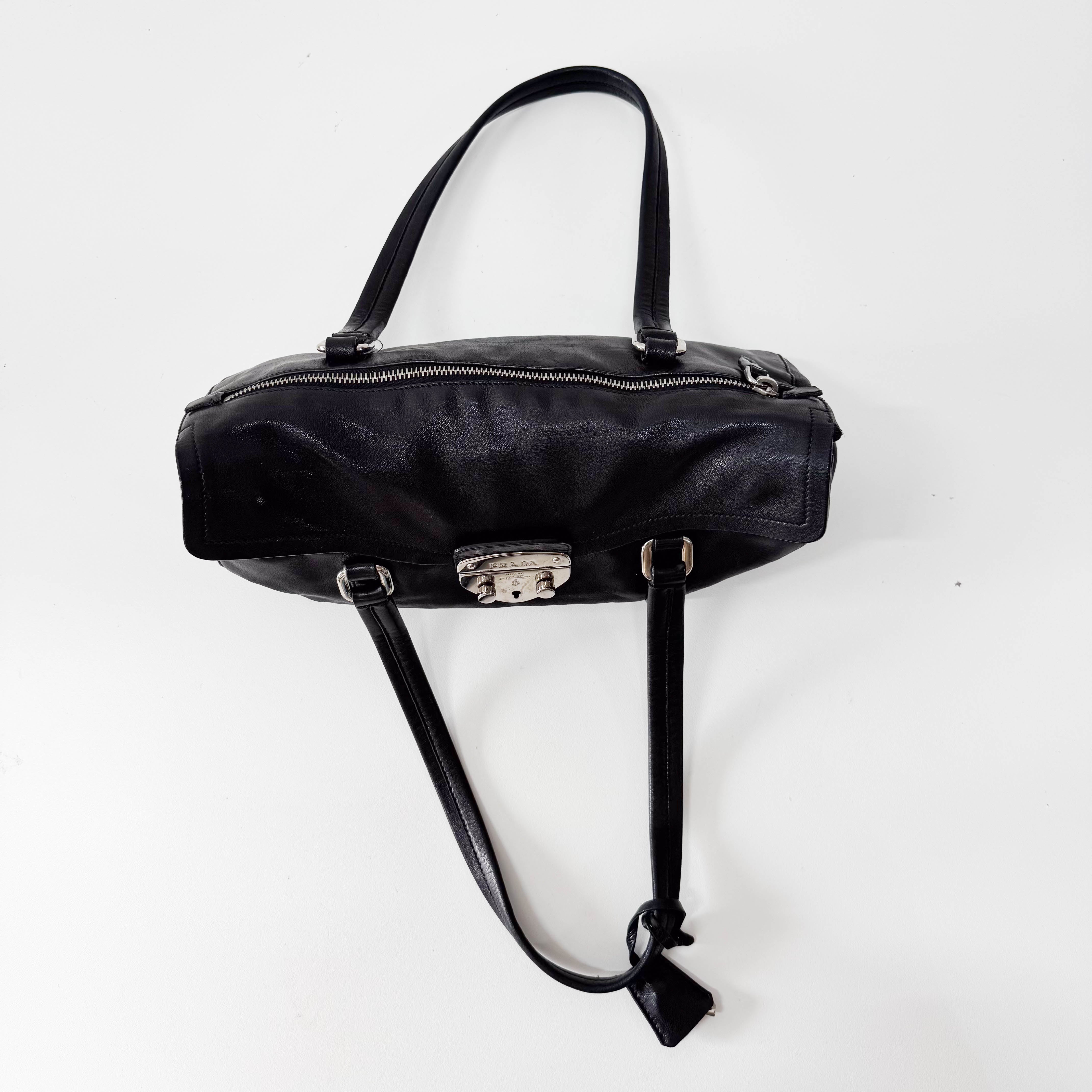Black Nappa Calfskin Leather Shoulder Bag