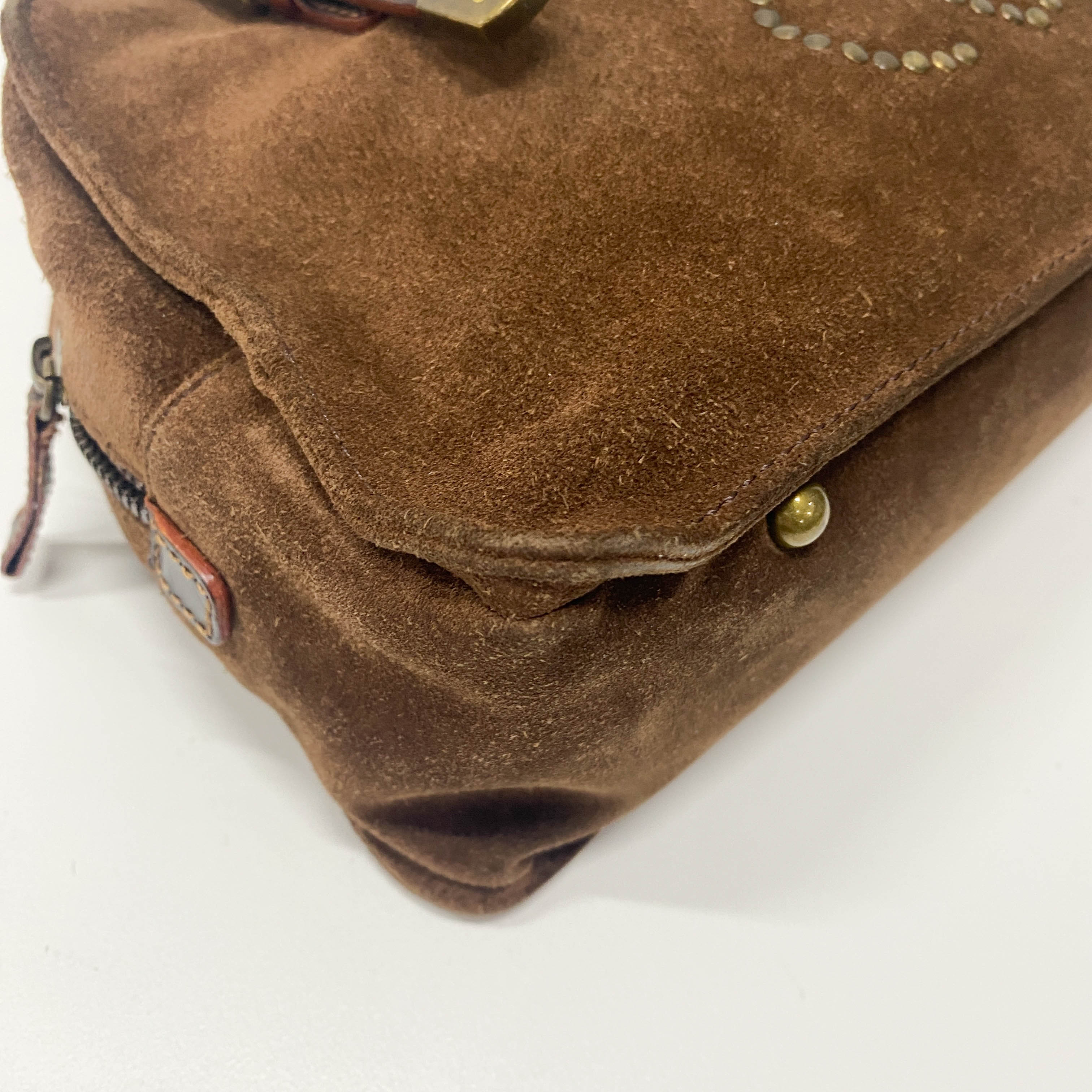 Anagram Brown Suede Shoulder Bag