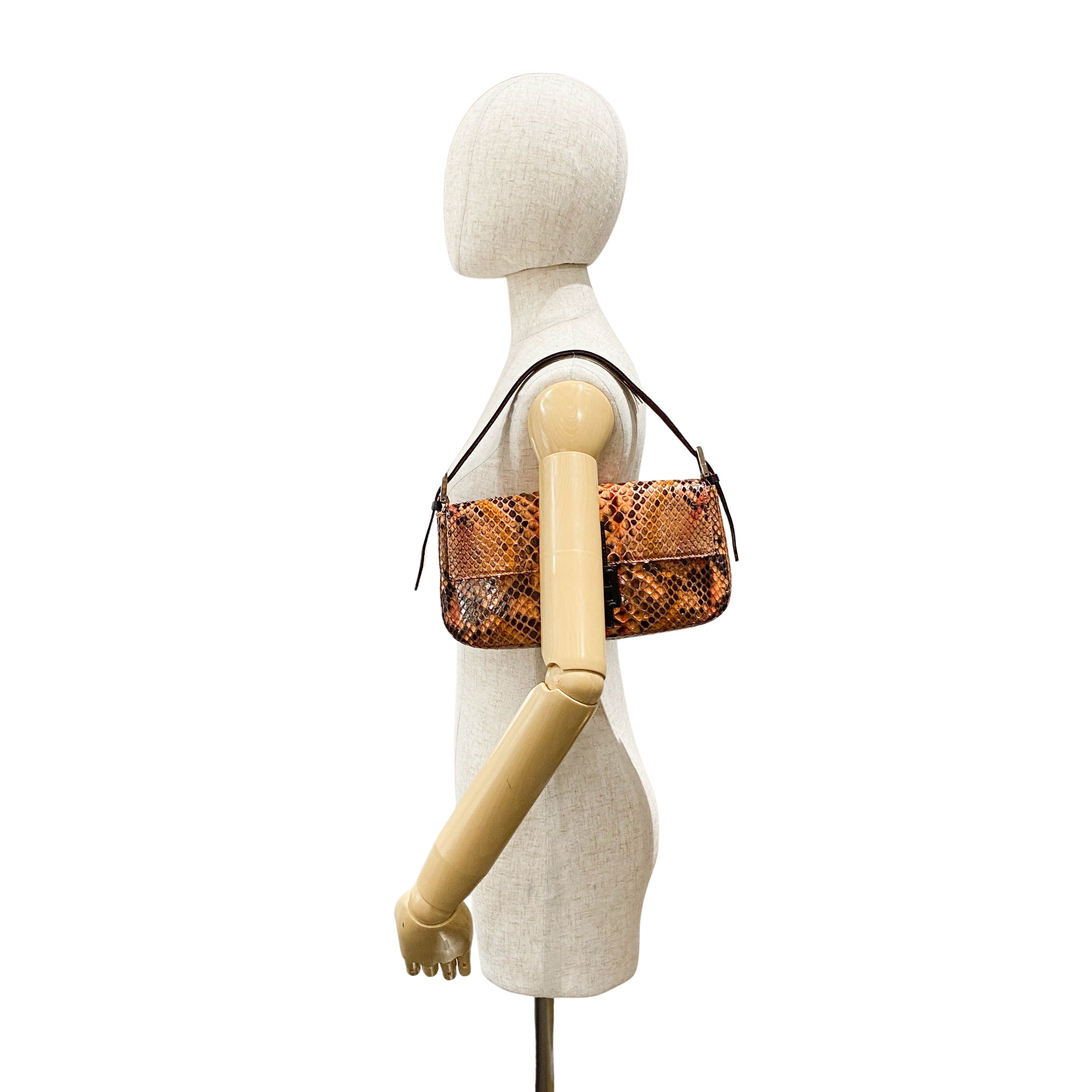 Baguette Orange Leather Shoulder Bag