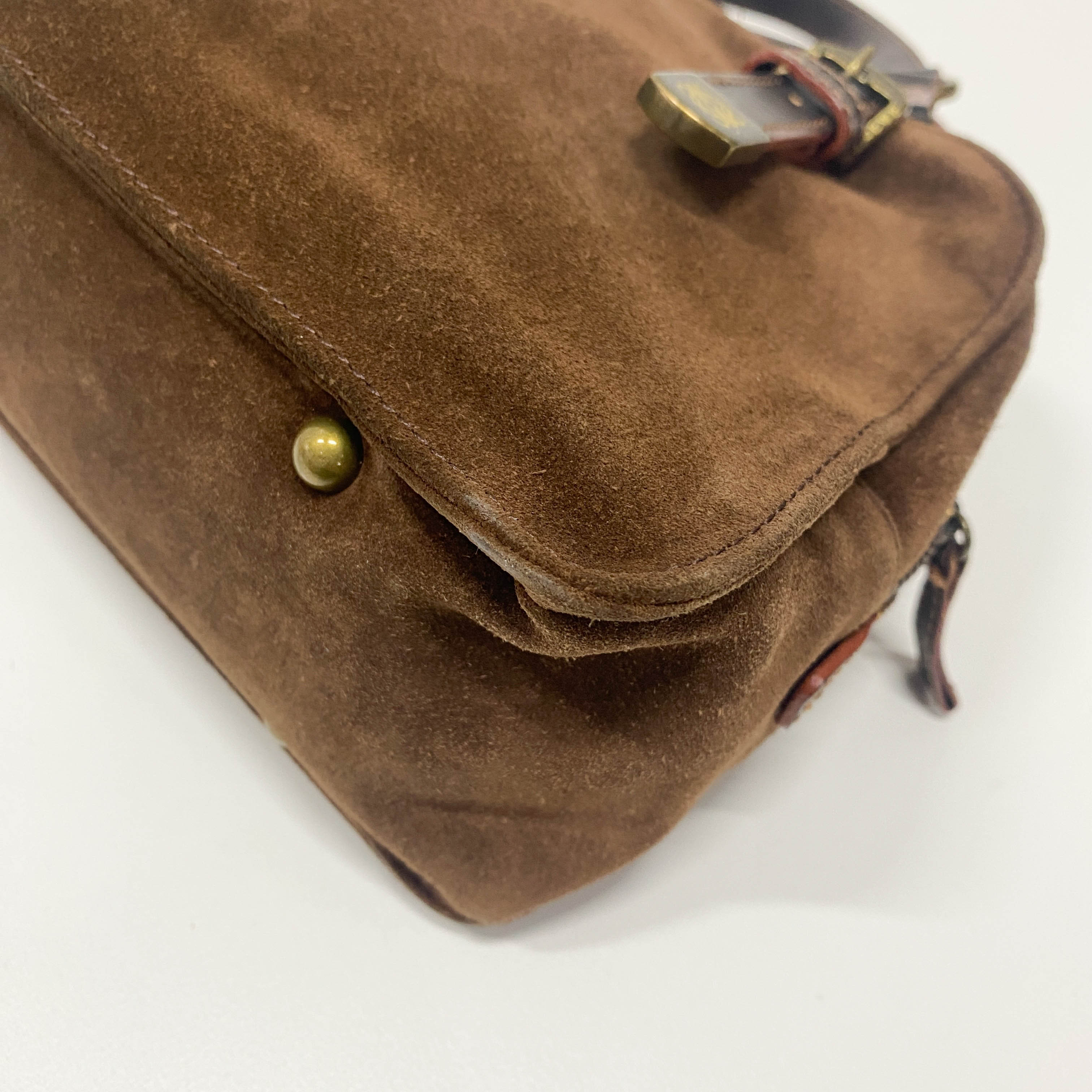 Anagram Brown Suede Shoulder Bag
