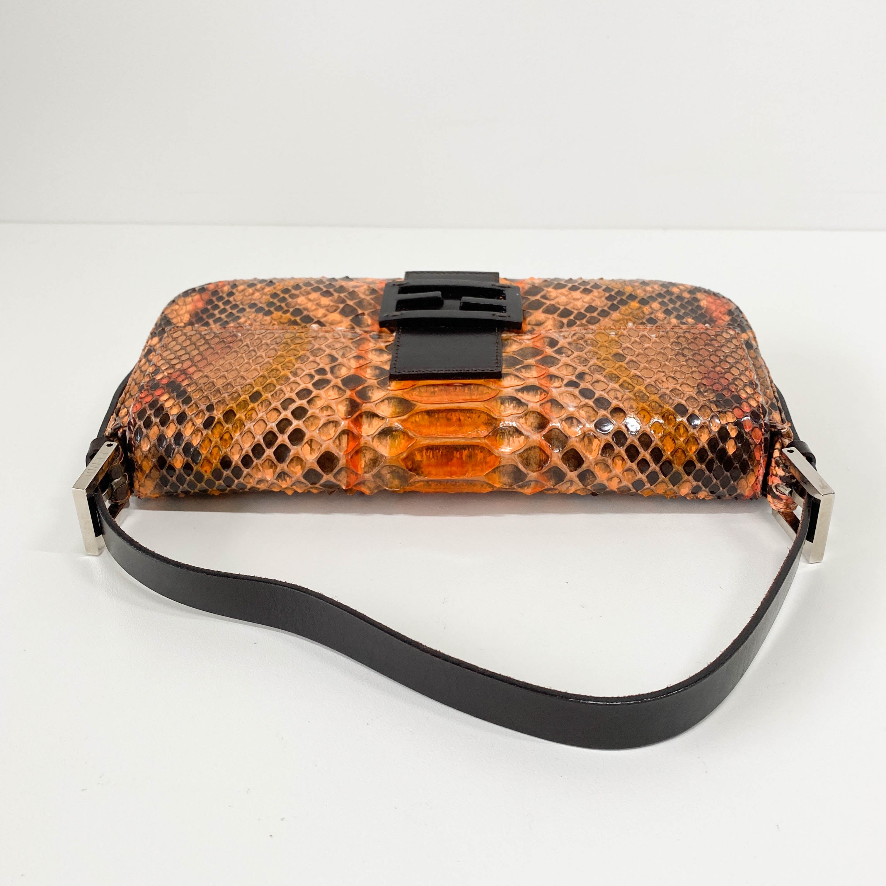 Baguette Orange Leather Shoulder Bag