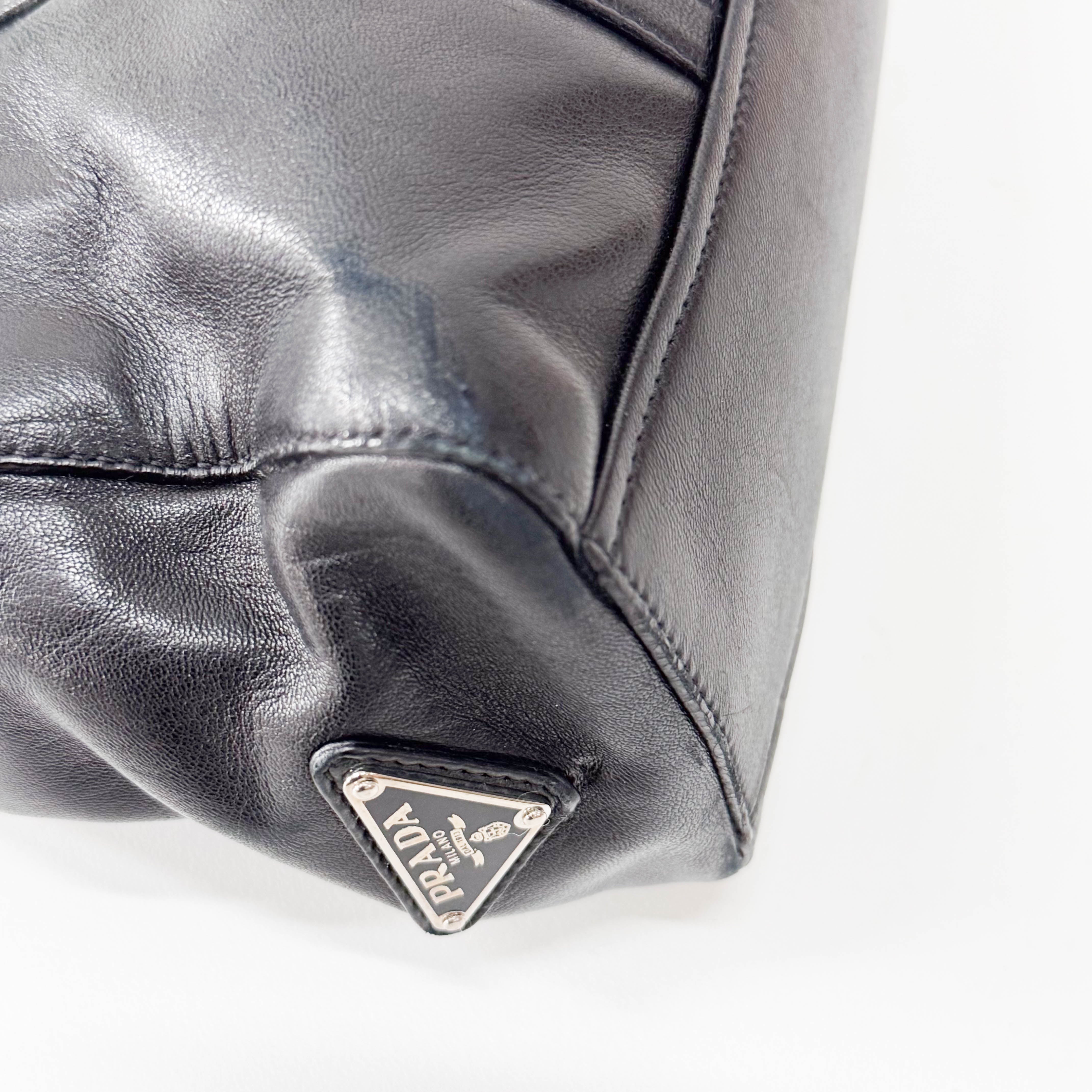 Black Nappa Calfskin Leather Shoulder Bag