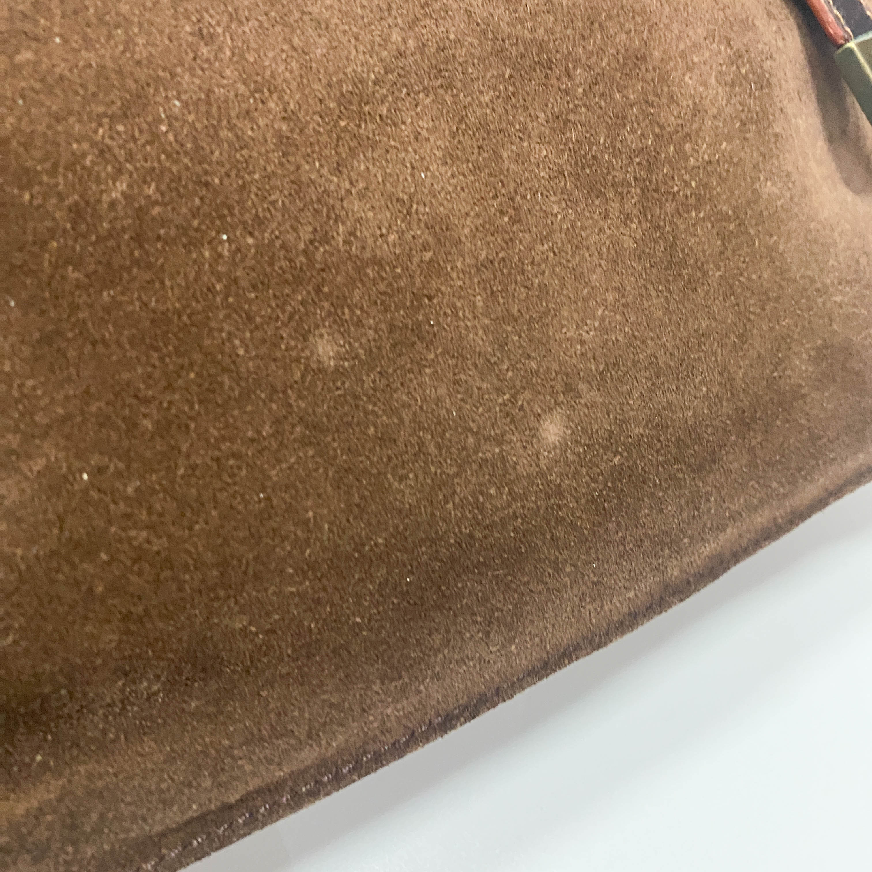 Anagram Brown Suede Shoulder Bag